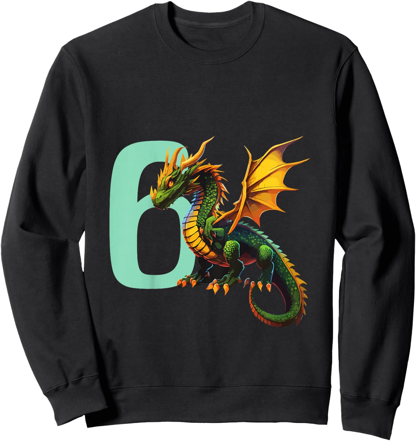 Kinder Geburtstag Drache 6 Jahre Junge Drachen Zahl Alter Sweatshirt - Sweatshirt | Black
