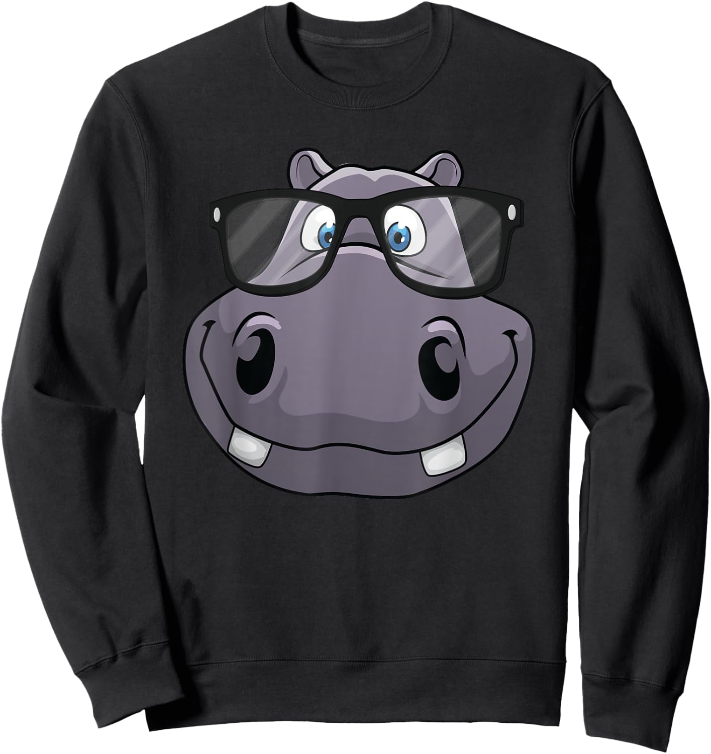 Cool Hippo Women Toddler Reading Hippopotamus Zoo Sweatshirt - Sweatshirt | Black