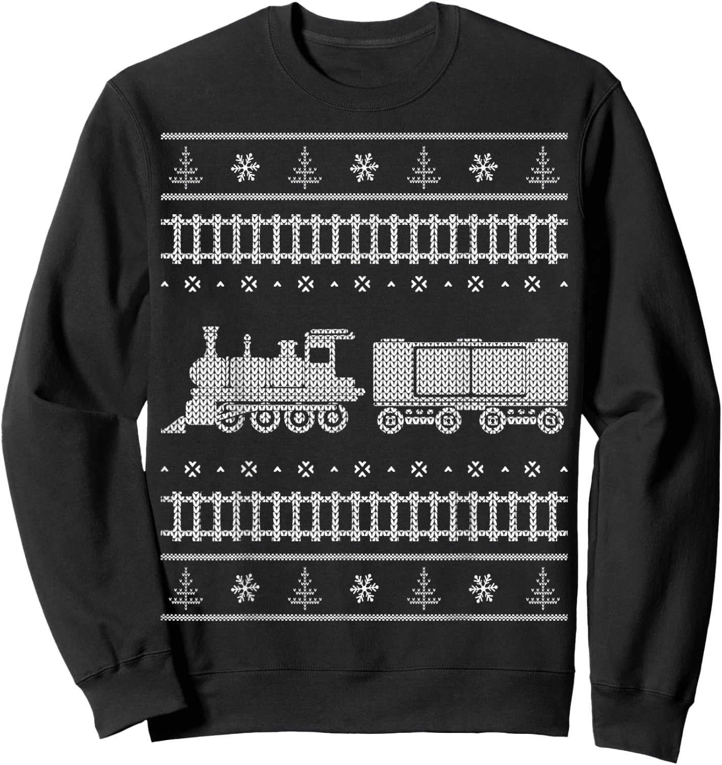 Train Locomotive Ugly Christmas Sweater Style Shirt Sweatshirt - Sweatshirt | Black