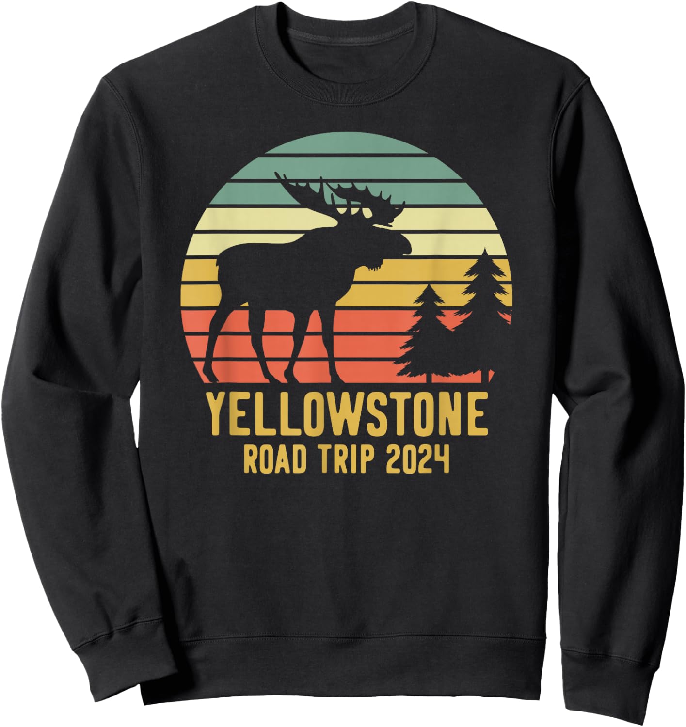 Yellowstone National Park Family Road Trip 2024 Matching Sweatshirt - Sweatshirt | Black