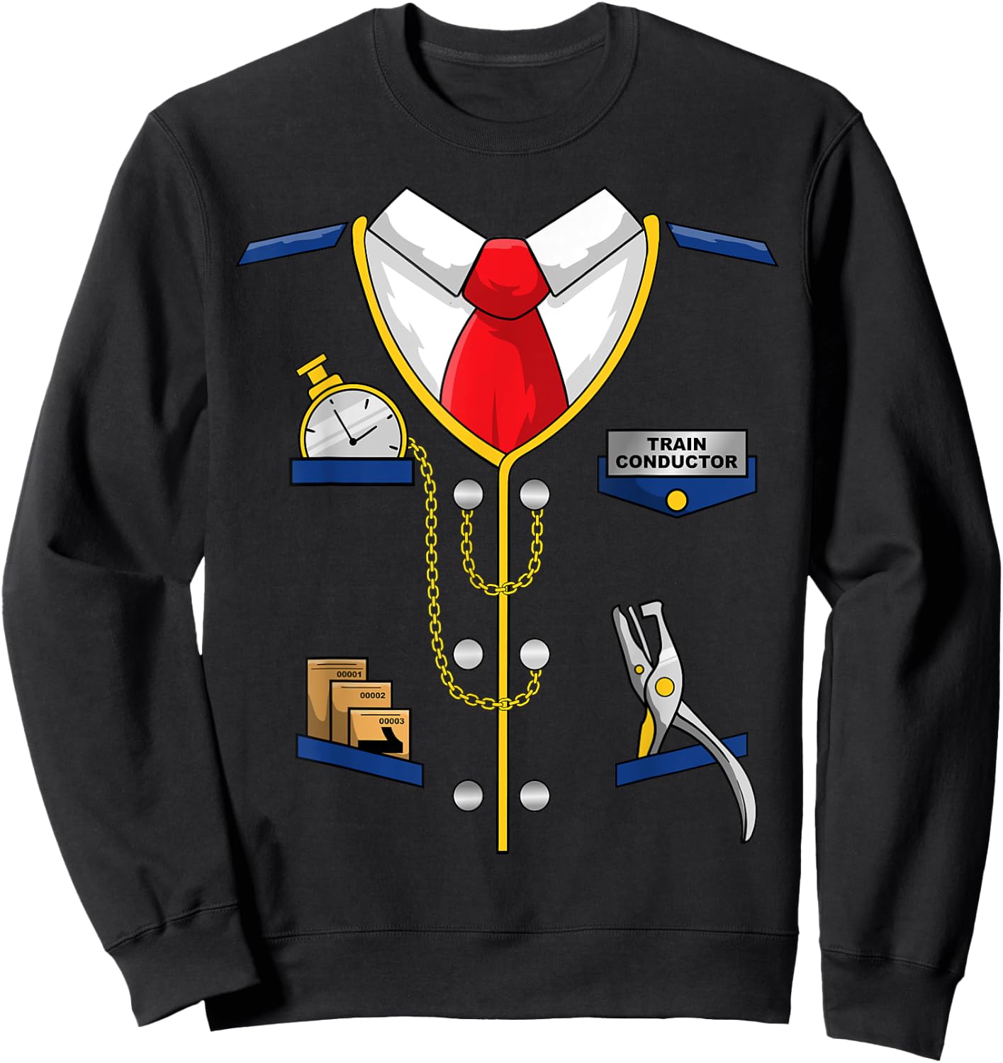 Train Conductor Costume Shirt- Men Women Kids - Train Driver Sweatshirt - Sweatshirt | Black