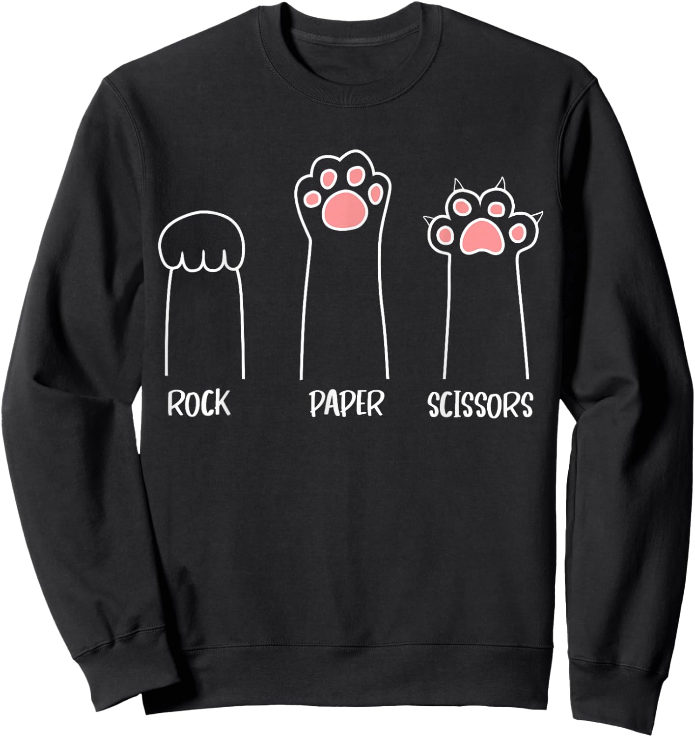 Introvert Cat Animal Rescue Pet Lover Apparel - Rock Paper Scissors Handspiel mit niedlichen Pfoten, lustige Katze - Erwachsene und Kinder - Schwarz - S Sweatshirt - Sweatshirt | Black