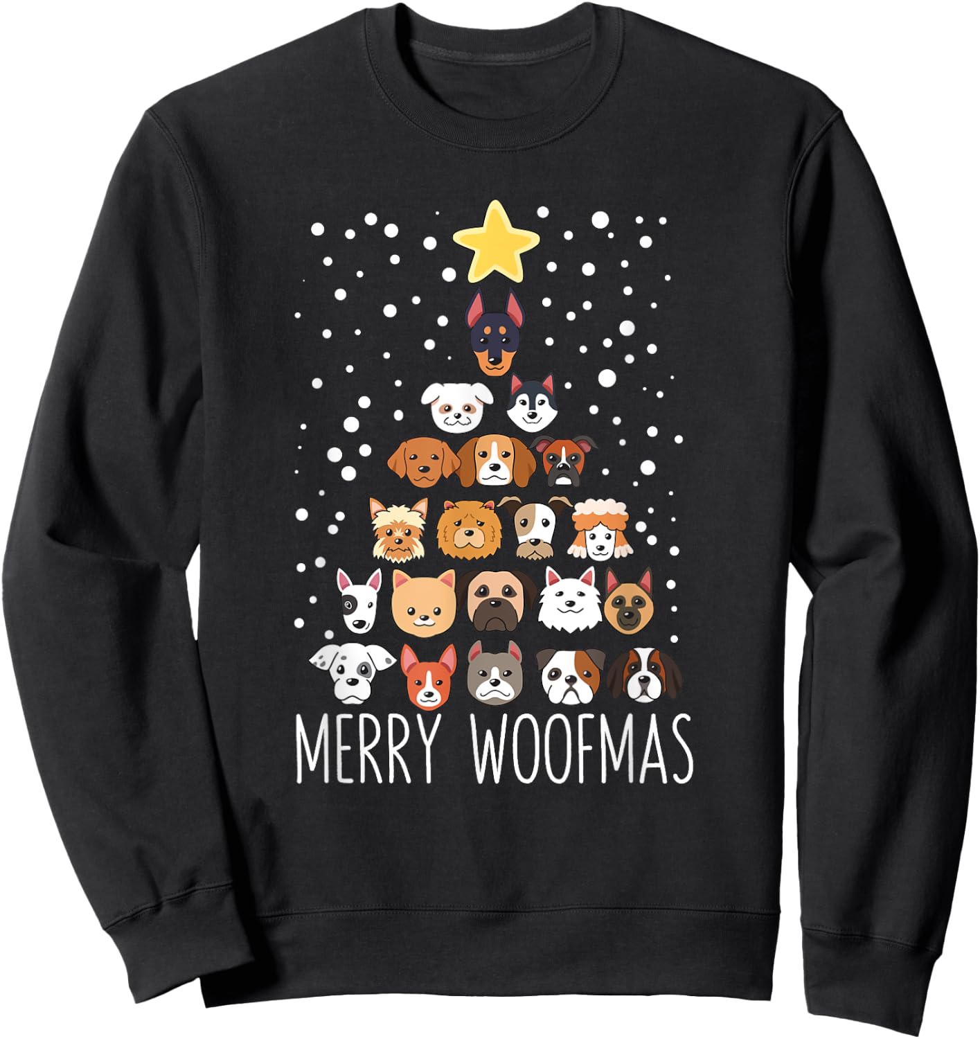 Woof Christmas Tree Dog Lovers Puppies Dogs Merry Woofmas Women Kids Sweatshirt - Sweatshirt | Black