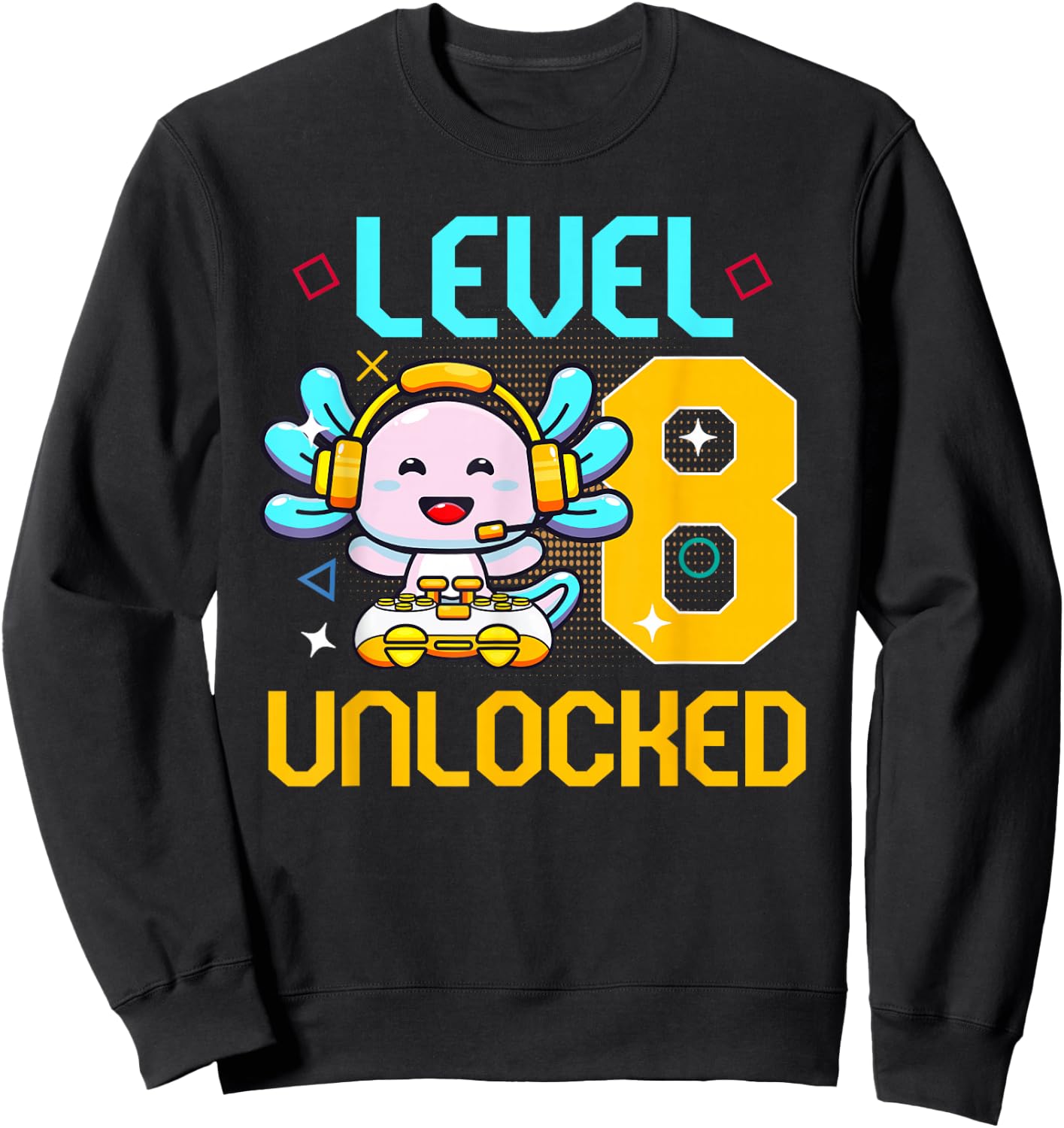 8th Axolotl Birthday Party 8 Year Old Axolotls Birthday Sweatshirt - Sweatshirt | Black