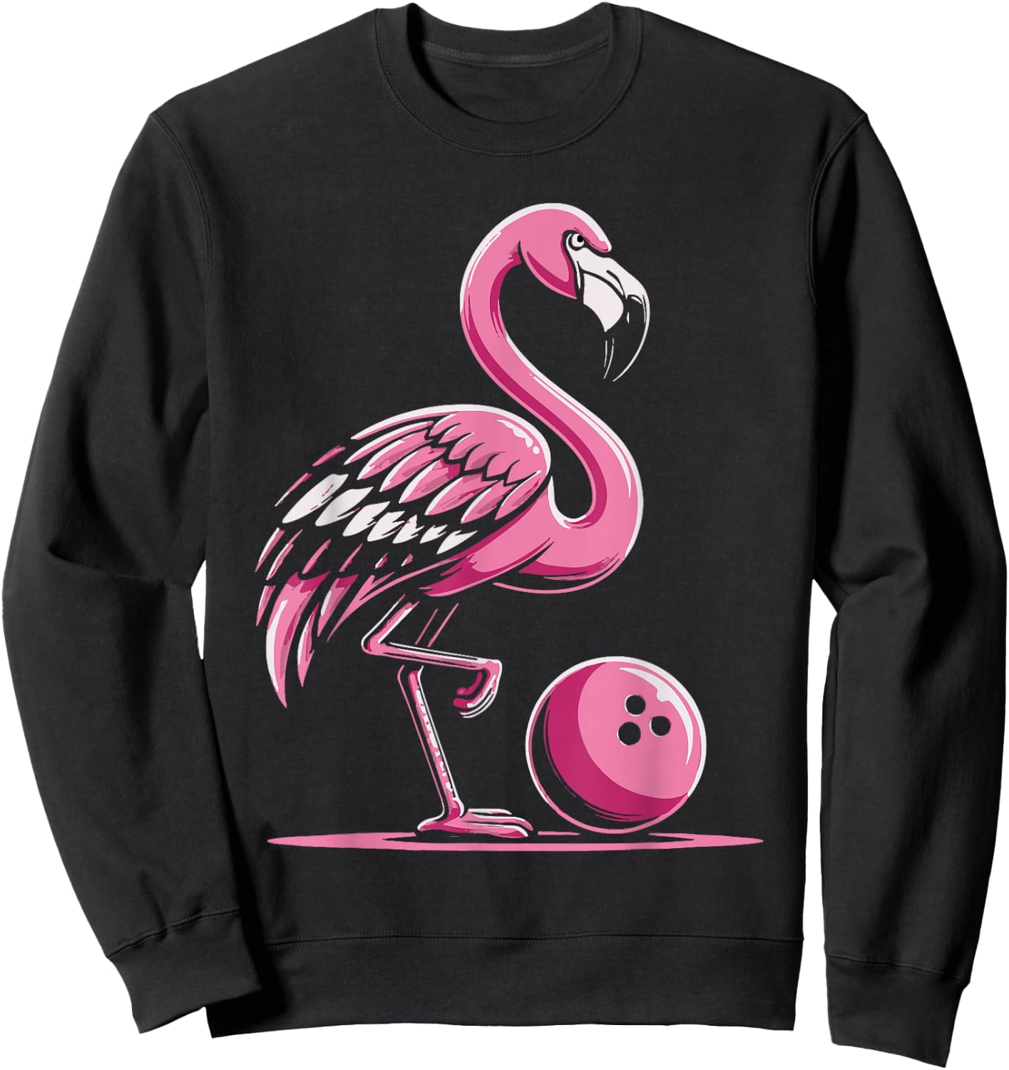 Flamingo Bowling Player Bowler Sweatshirt - Sweatshirt | Black