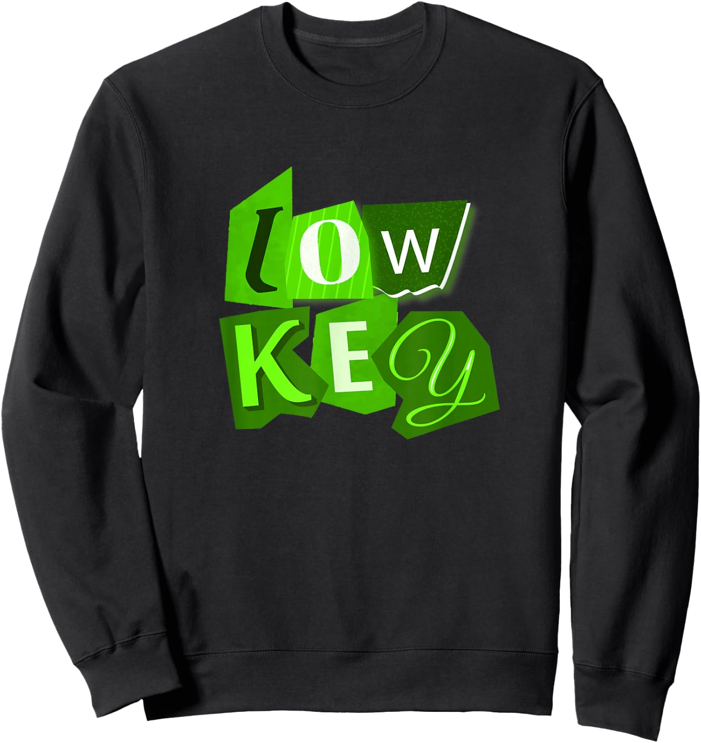 Green Color Low Key Green Graphic Sweatshirt - Sweatshirt | Black