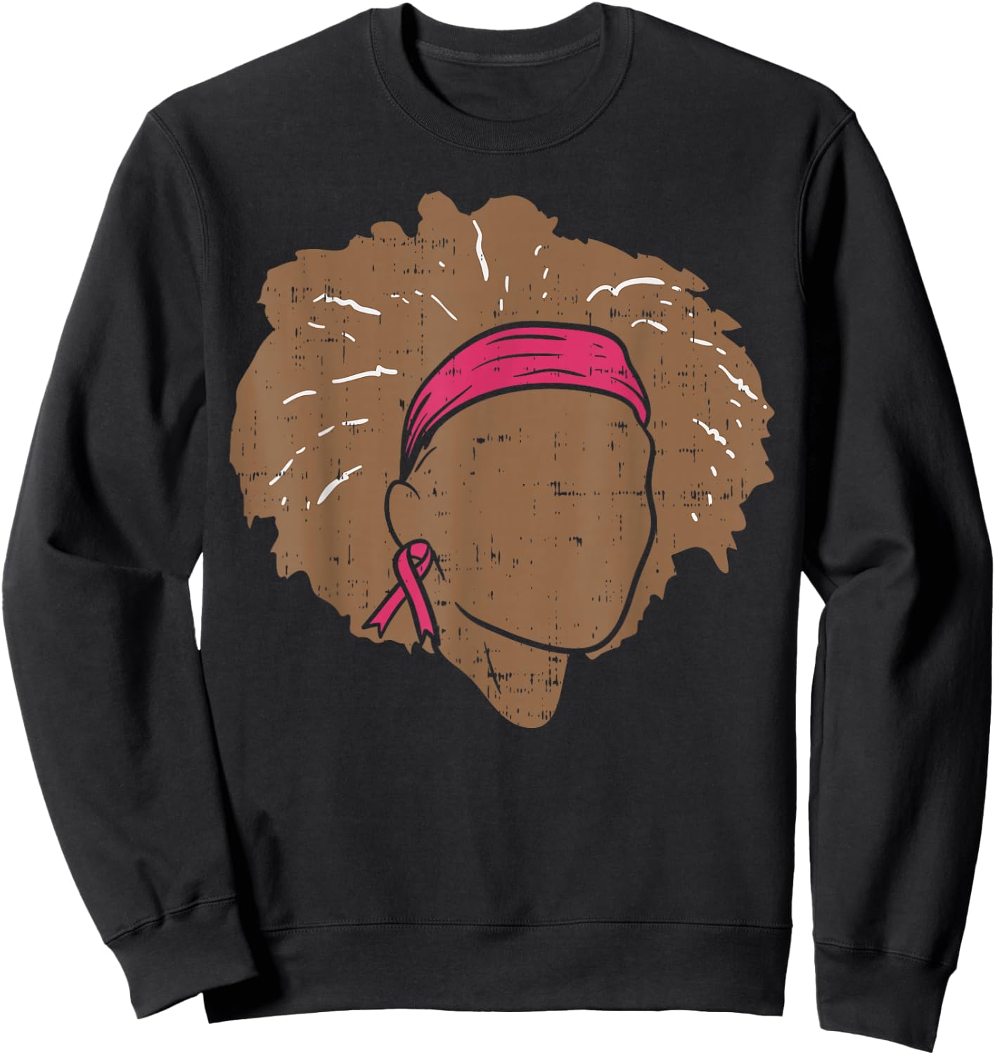 Breast Cancer Awareness Shirt Black Women Brown Pink Ribbon Sweatshirt - Sweatshirt | Black