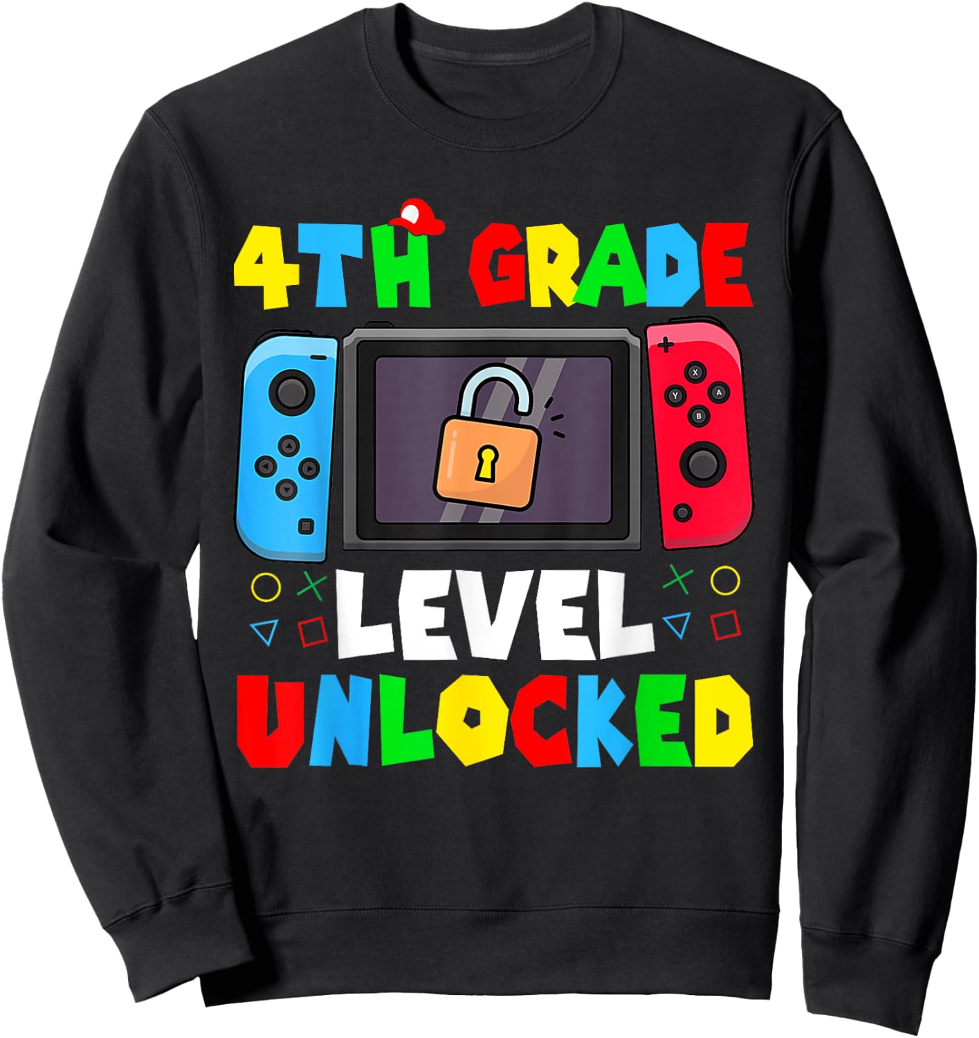 4th Grade Level Unlocked Back to School First Day Gamer Boys Sweatshirt - Sweatshirt | Black