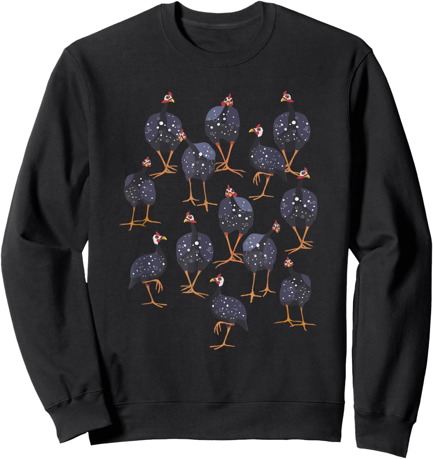 Guinea Fowl Hen Graphic Bird Art Pattern Sweatshirt - Sweatshirt | Black