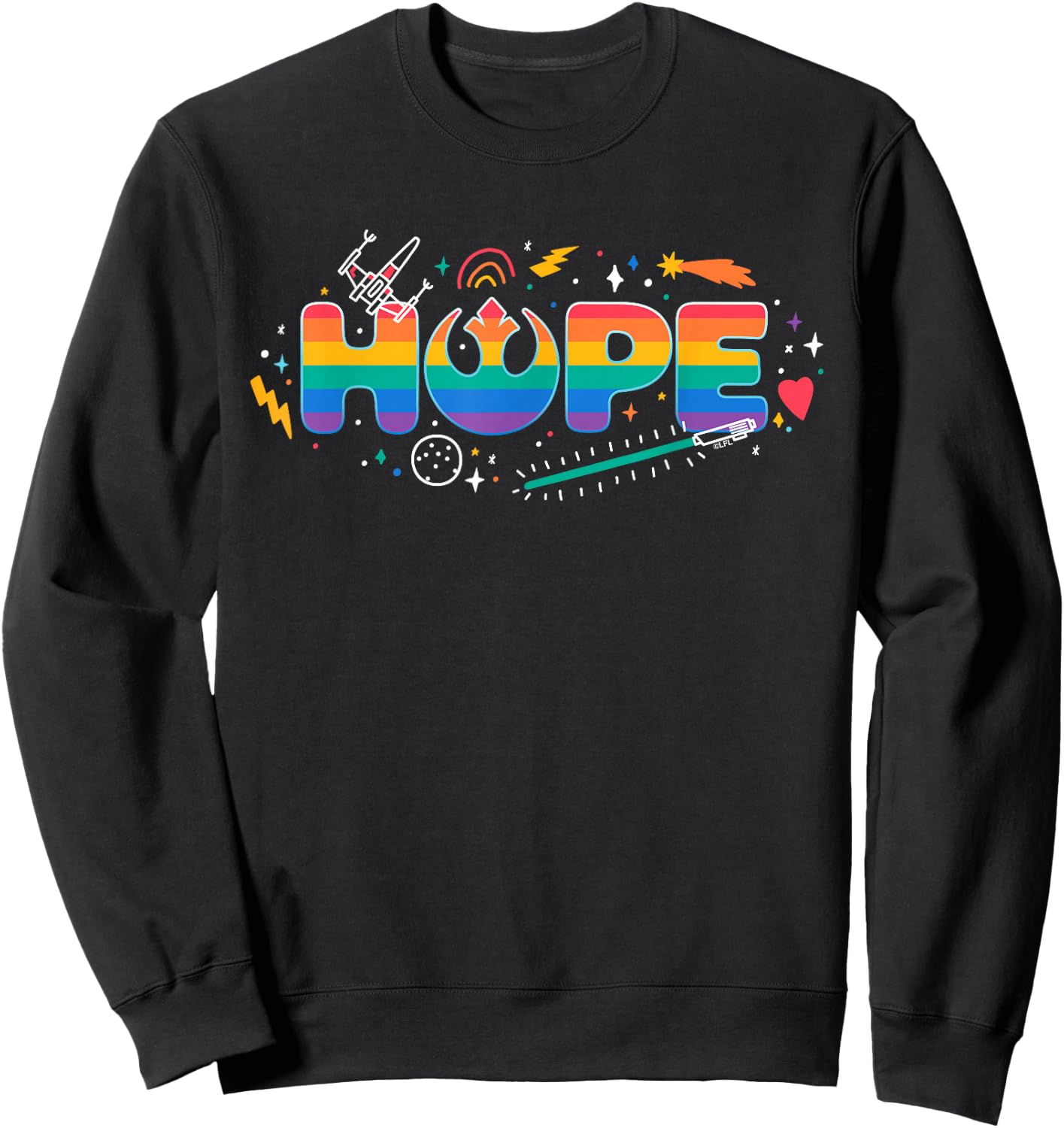Star Wars Pride Hope Rainbow Rebel Symbol Galactic Doodles Sweatshirt - Sweatshirt | Black