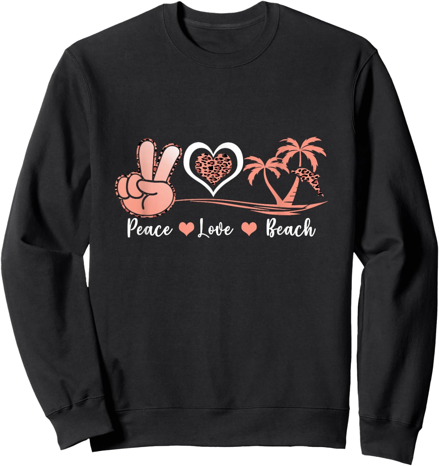 Leopard Peace Love Beach Cool Summer Vibes Beach Lovers Sweatshirt - Sweatshirt | Black