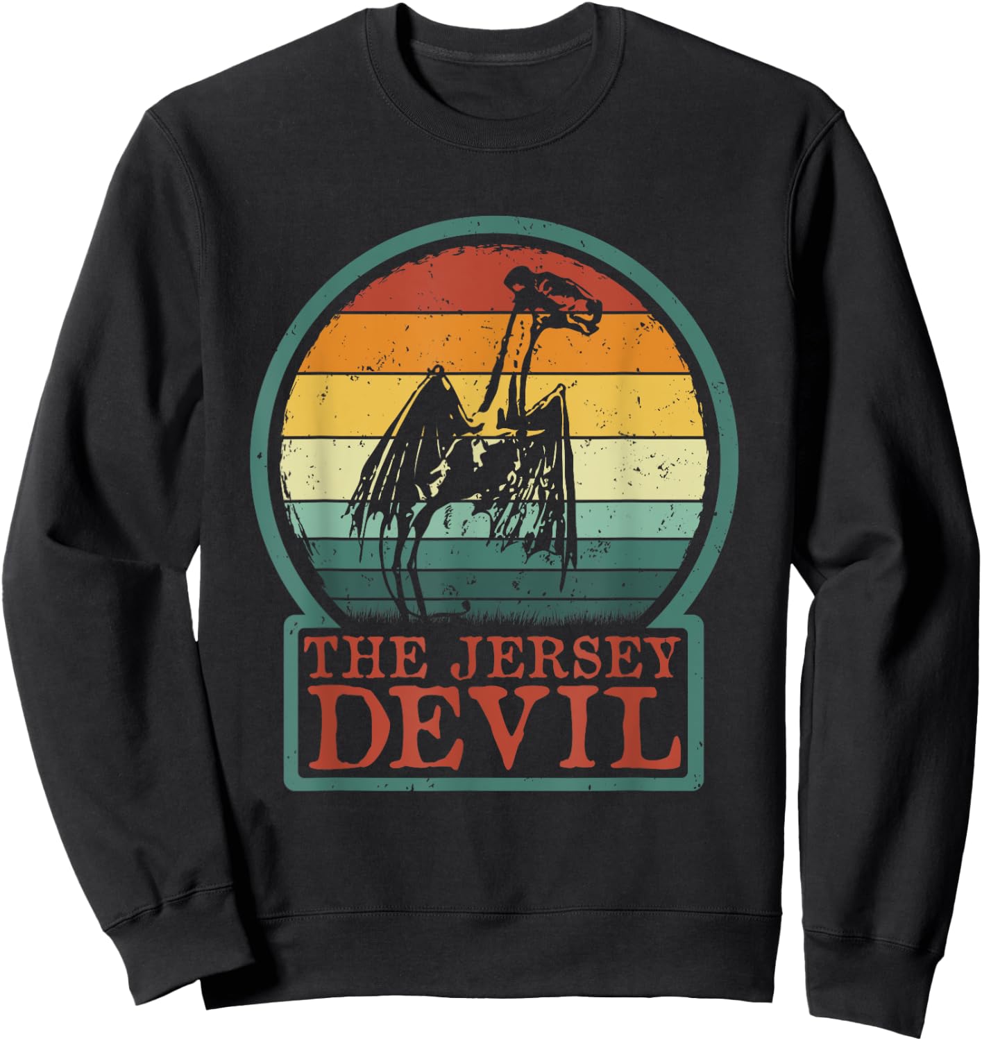 National Introvert Society - Men's Black Retro Vintage New Jersey Cryptid Sweatshirt - Sweatshirt | Black