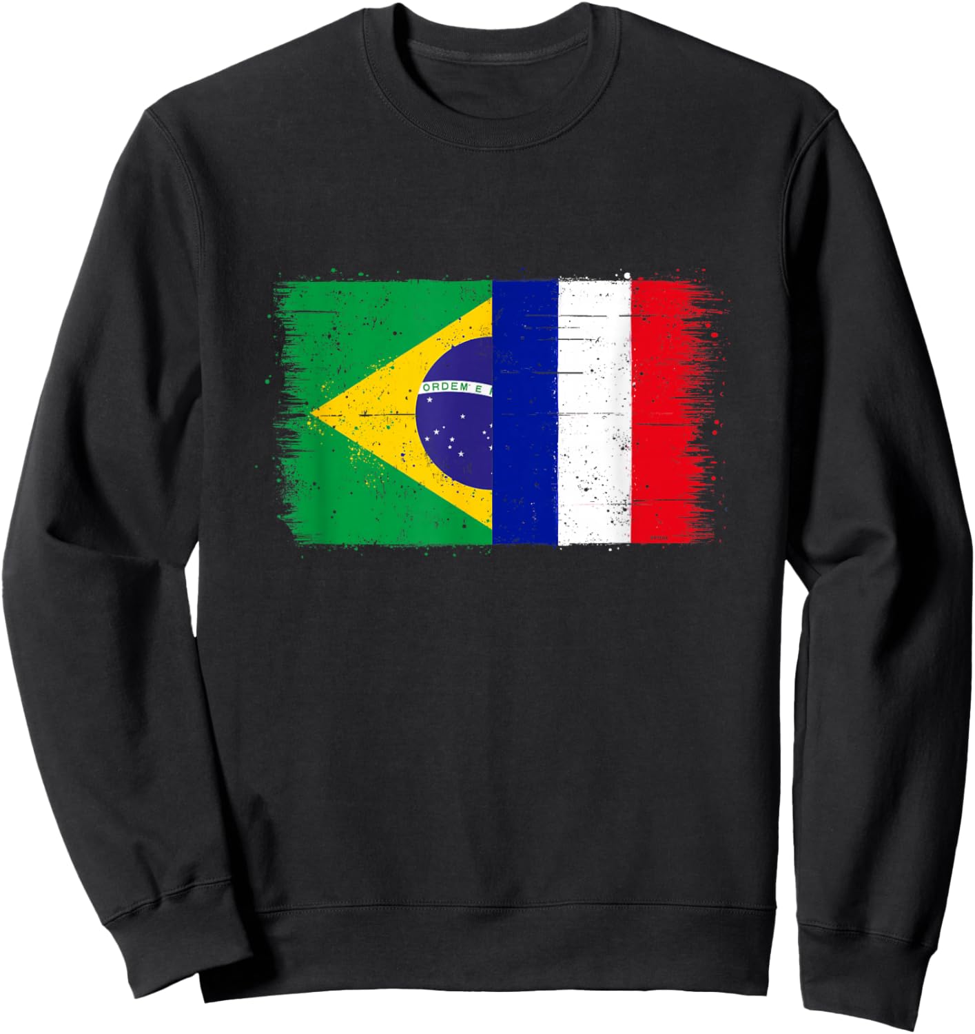 Brésil France Drapeau Fierté du Fier Fan Français Brésilien Sweatshirt - Sweatshirt | Black