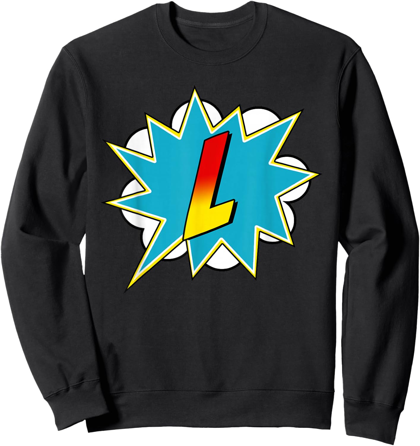 Letter L Superhero Name Comic Letter Retro Costume Sweatshirt - Sweatshirt | Black