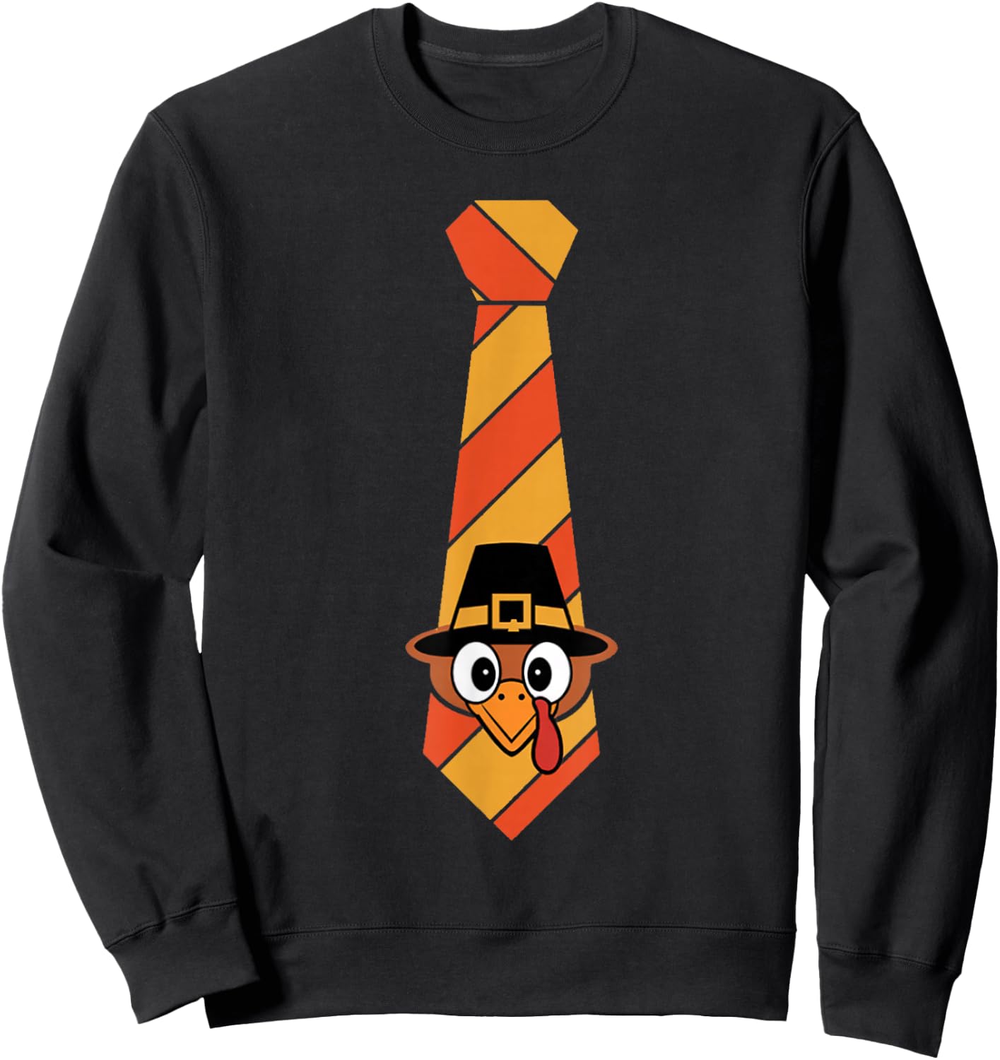 Funny Thanksgiving Tie With Turkey For Family Dinner Sweatshirt - Sweatshirt | Black