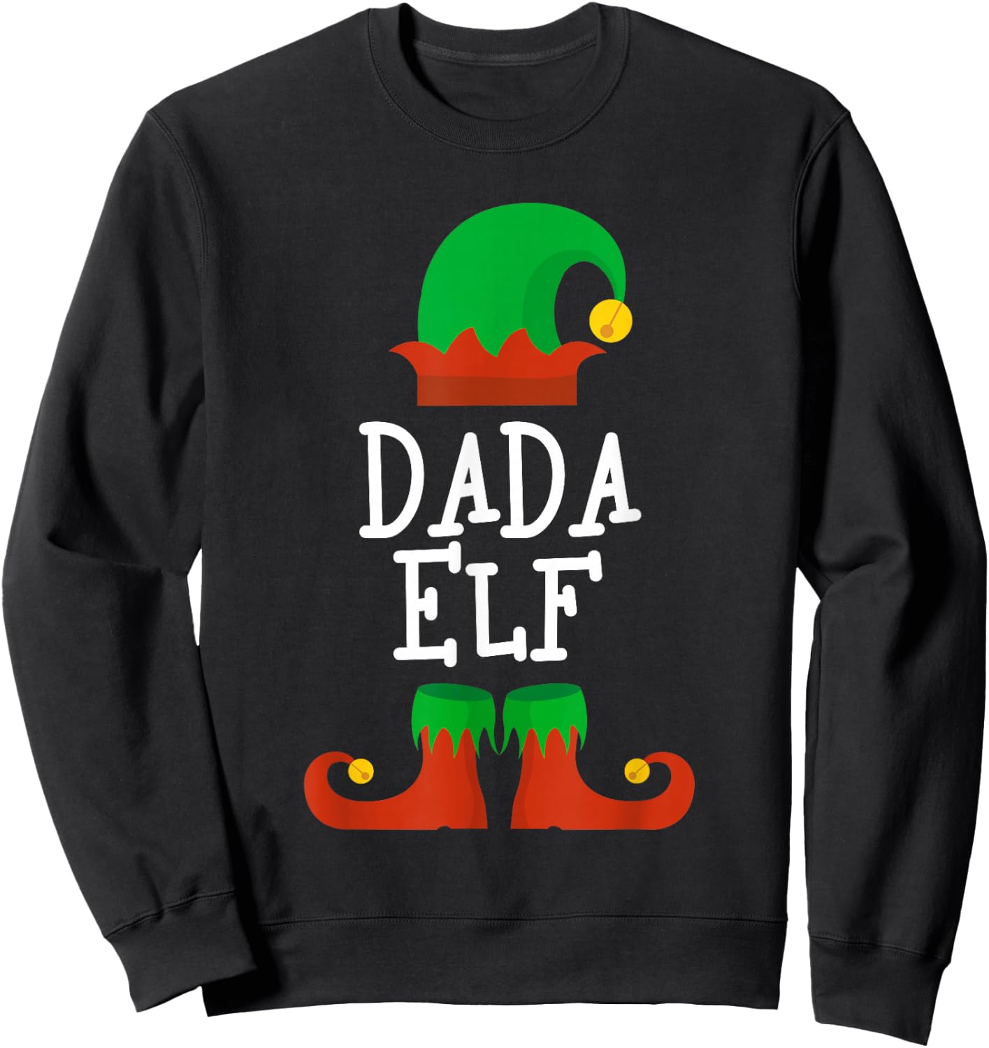 Family I'm The Dada Elf Christmas Matching Pajama Funny Sweatshirt - Sweatshirt | Black