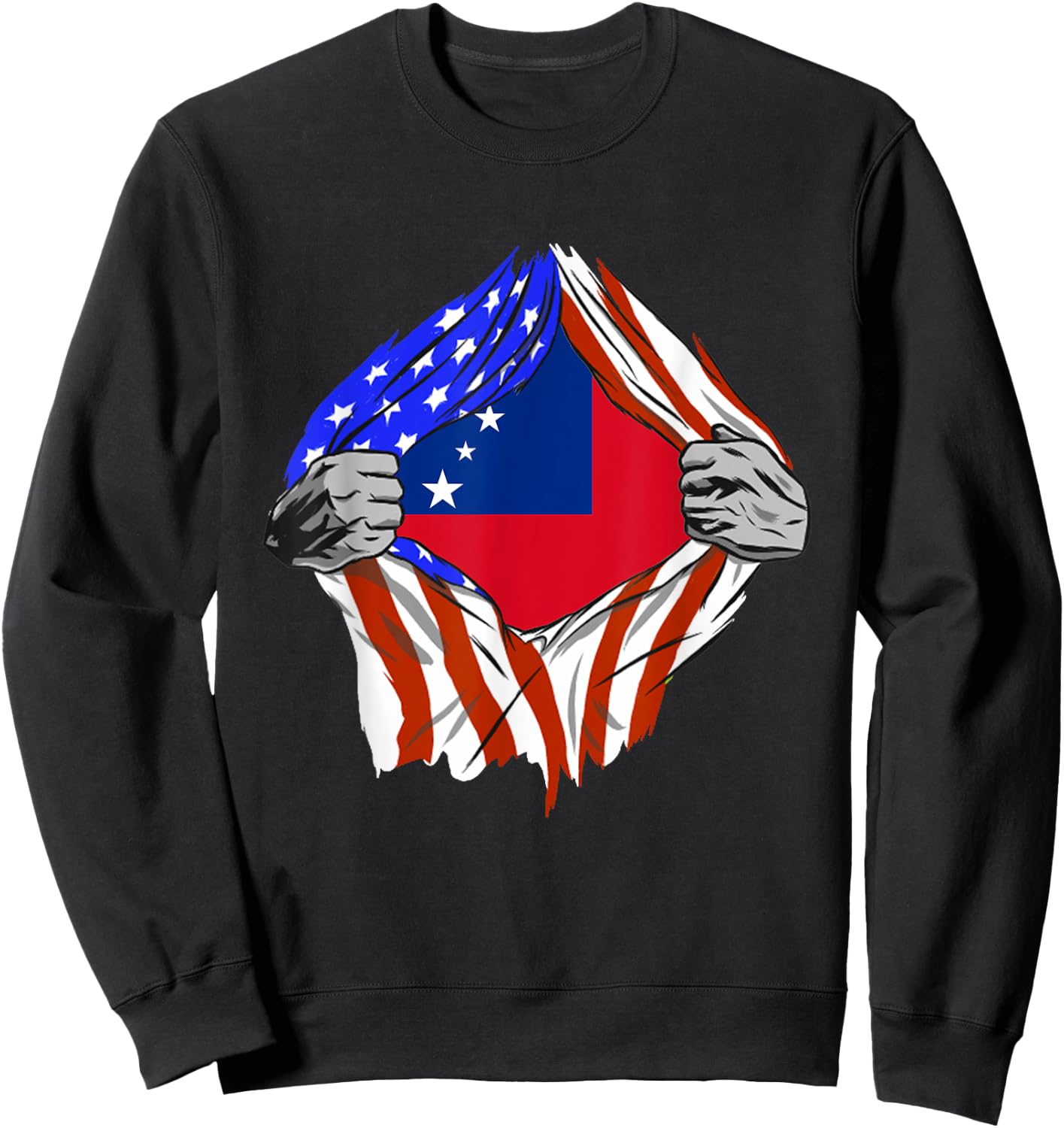 Samoan Roots Samoa USA Samoan Pride Chest Samoan Flag Sweatshirt - Sweatshirt | Black