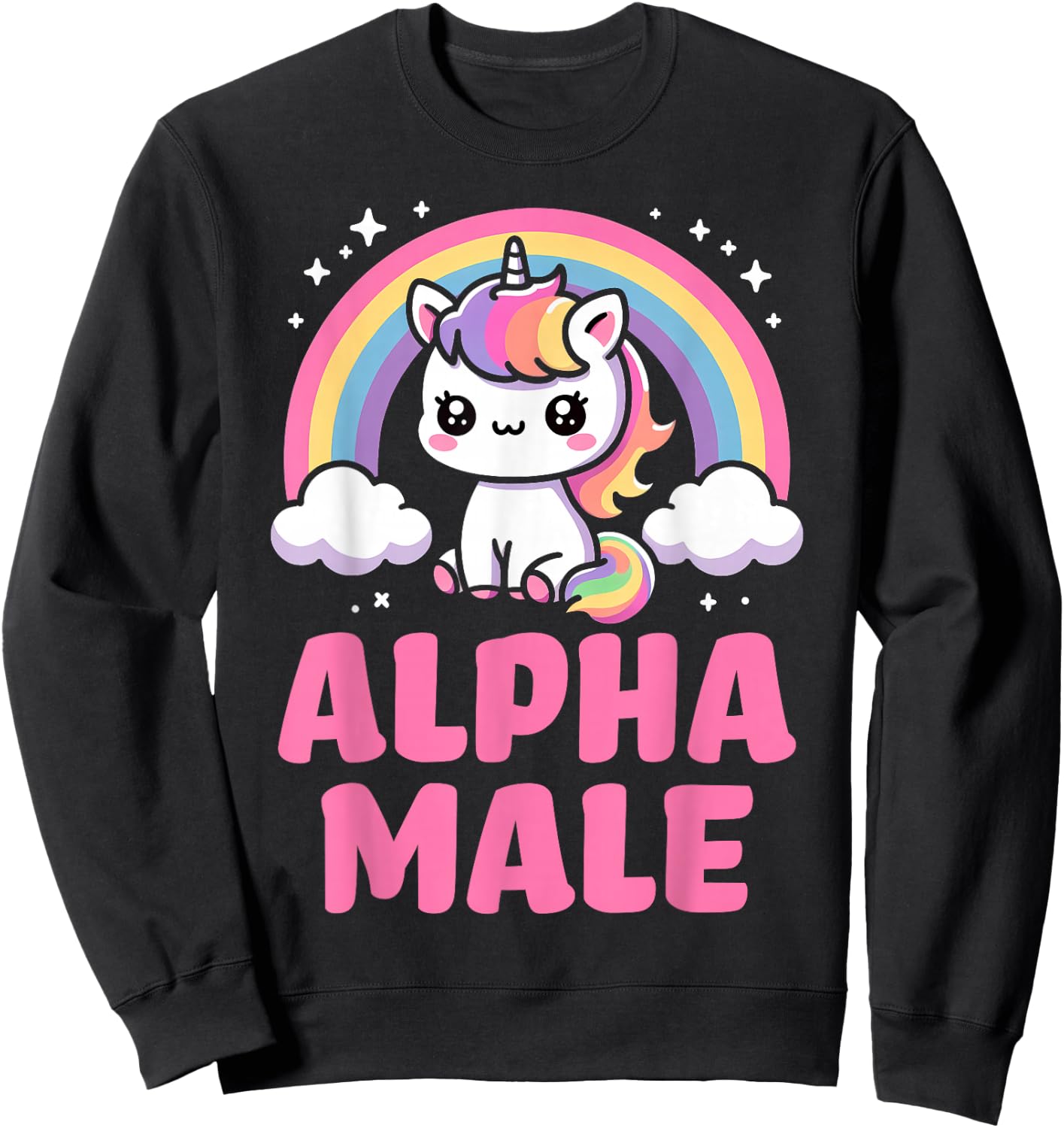 Funny Ironie Men's Outfit Cute Unicorn Alpha Male Sweatshirt - Sweatshirt | Black