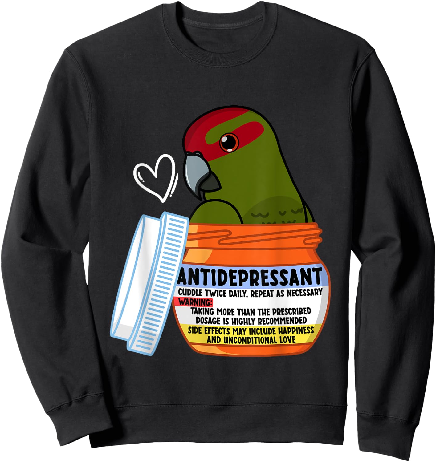 Cute Antidepressant Parrot I Red-crowned Kakariki Sweatshirt - Sweatshirt | Black