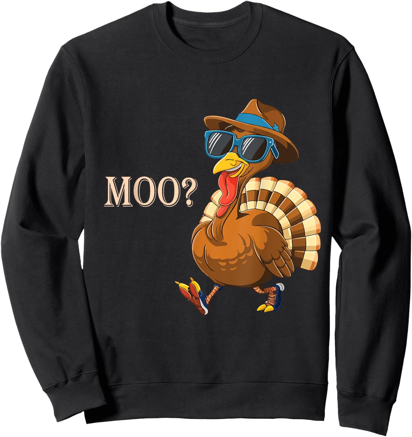 Turkey moo funny thanksgiving for Cow Lovers Fall Autumn Sweatshirt - Sweatshirt | Black