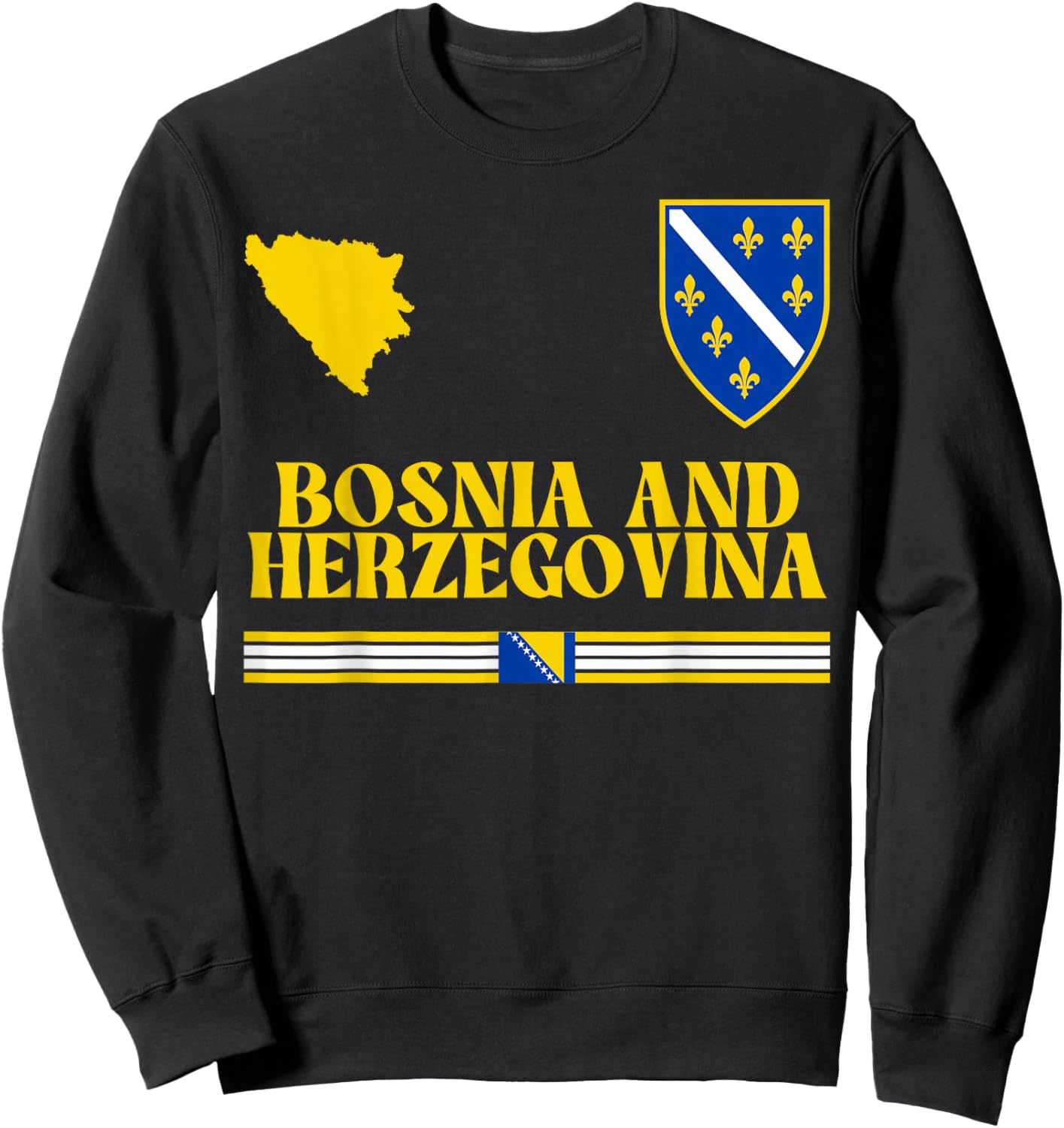 Bosnia and Herzegovina Flag, Bosnian Flag, Bosnia Sweatshirt - Sweatshirt | Black