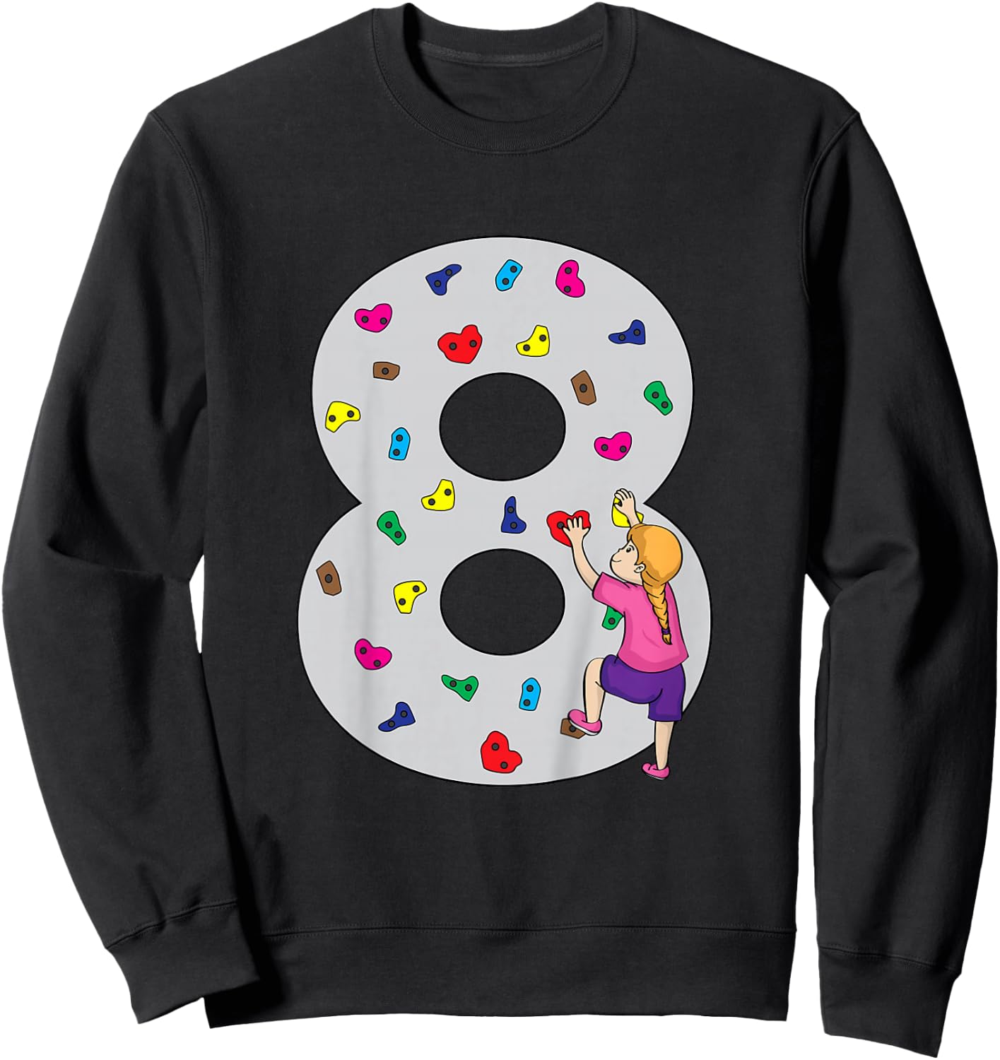 8.Geburtstag Party Klettern Bouldern Kinder Geburtstag Girl Sweatshirt - Sweatshirt | Black