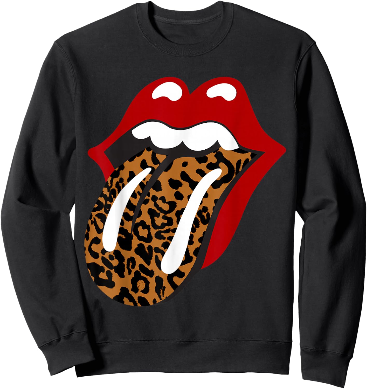 Rolling Stones Classic Leopard Tongue , black Sweatshirt - Sweatshirt | Black
