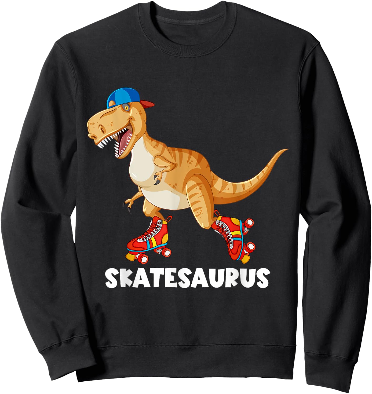 Skate Dinosaurs Roller Skating Rink Trex Roller Skater Sweatshirt - Sweatshirt | Black