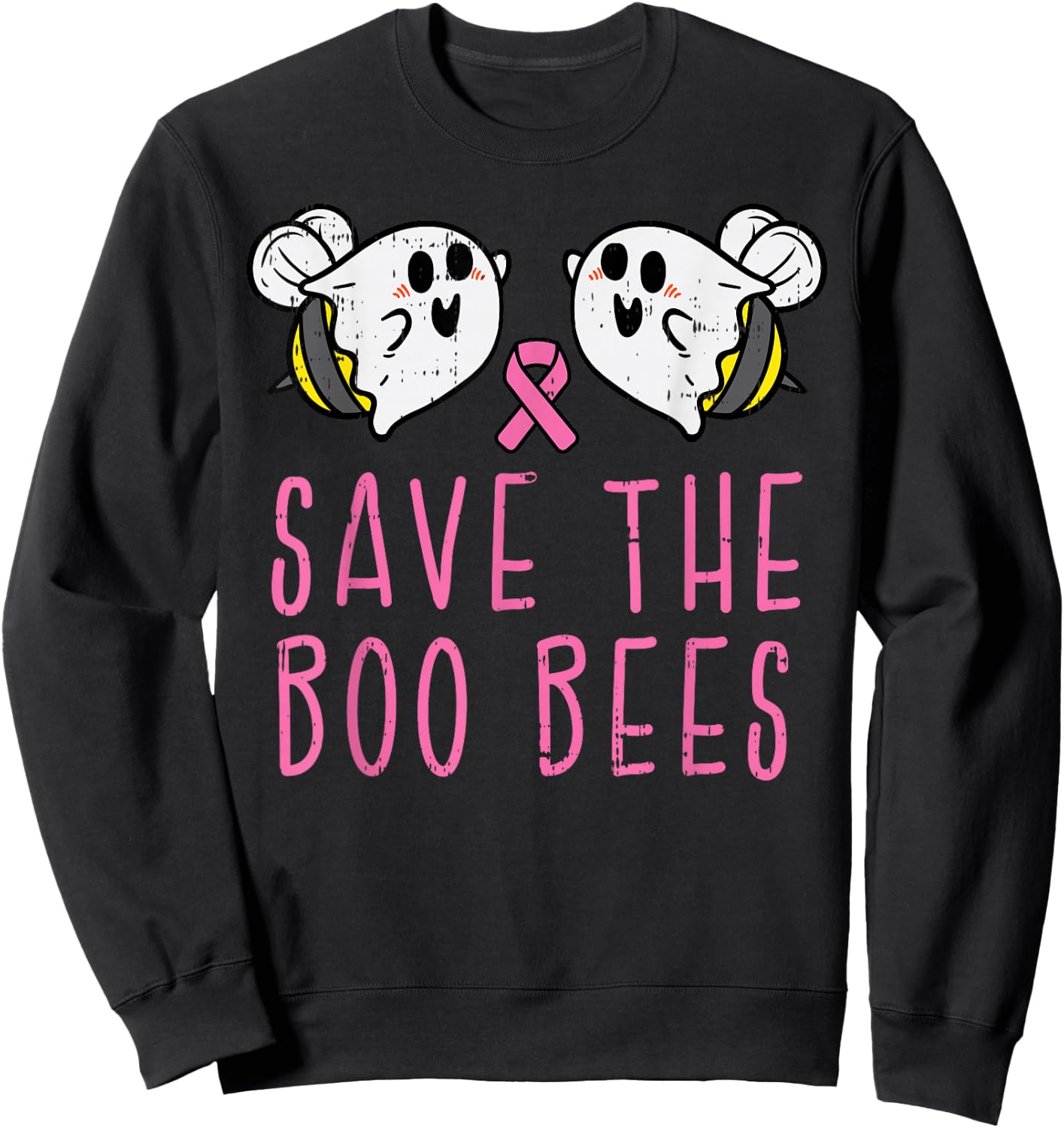 Save The Boo Bees Fun Halloween Breast Cancer Awareness Gift Sweatshirt - Sweatshirt | Black
