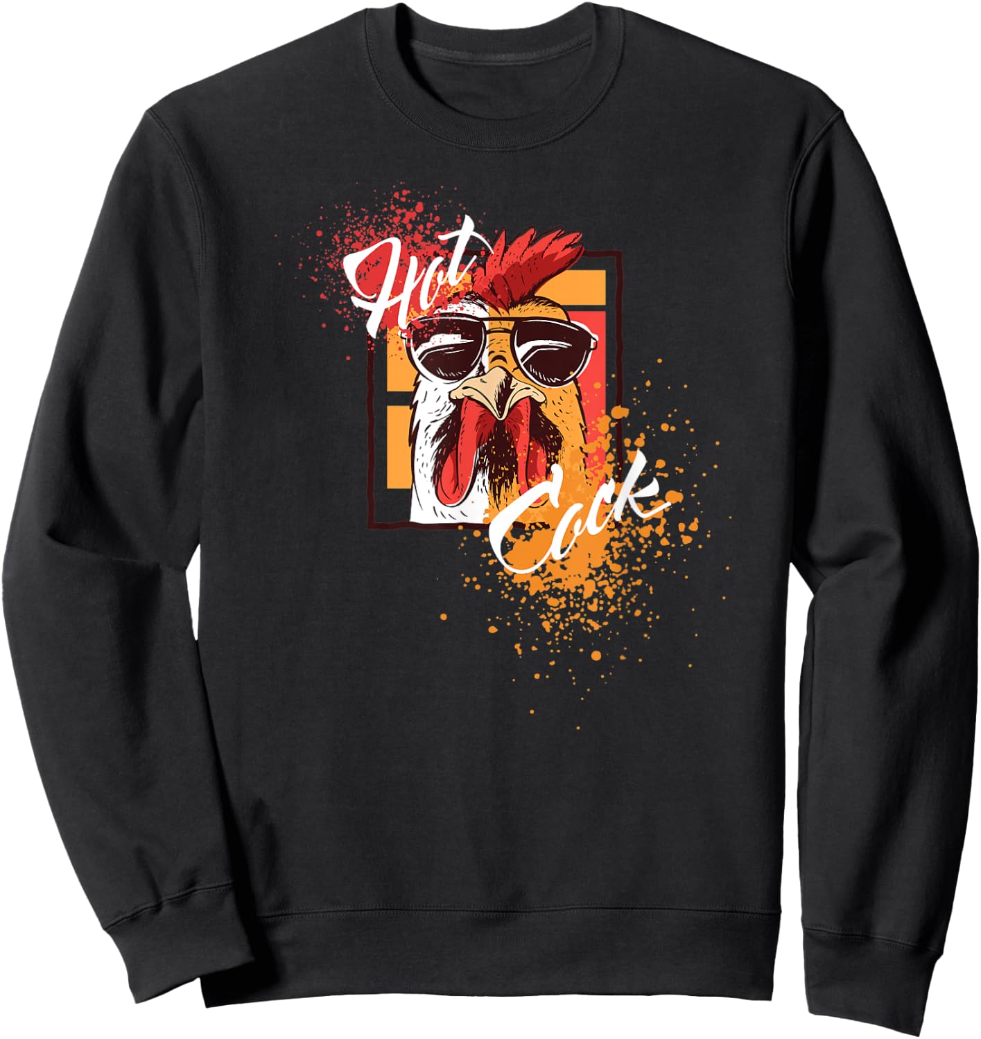 Hot Cock Rooster Sunglasses funny Gift Chicken Farmer Sweatshirt - Sweatshirt | Black