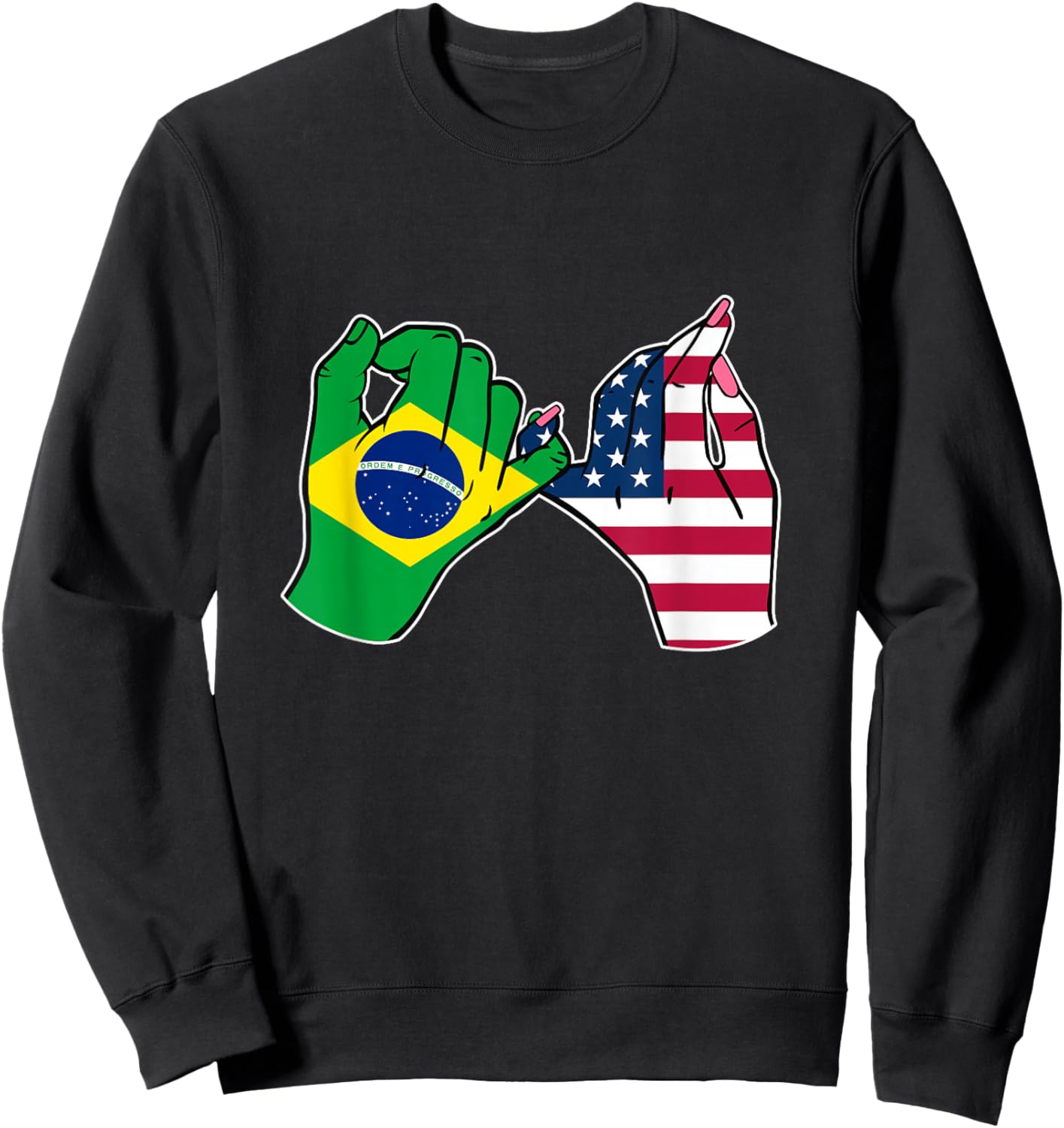 Bandeira do Brasil e dos Estados Unidos Mãos unidas Sweatshirt - Sweatshirt | Black