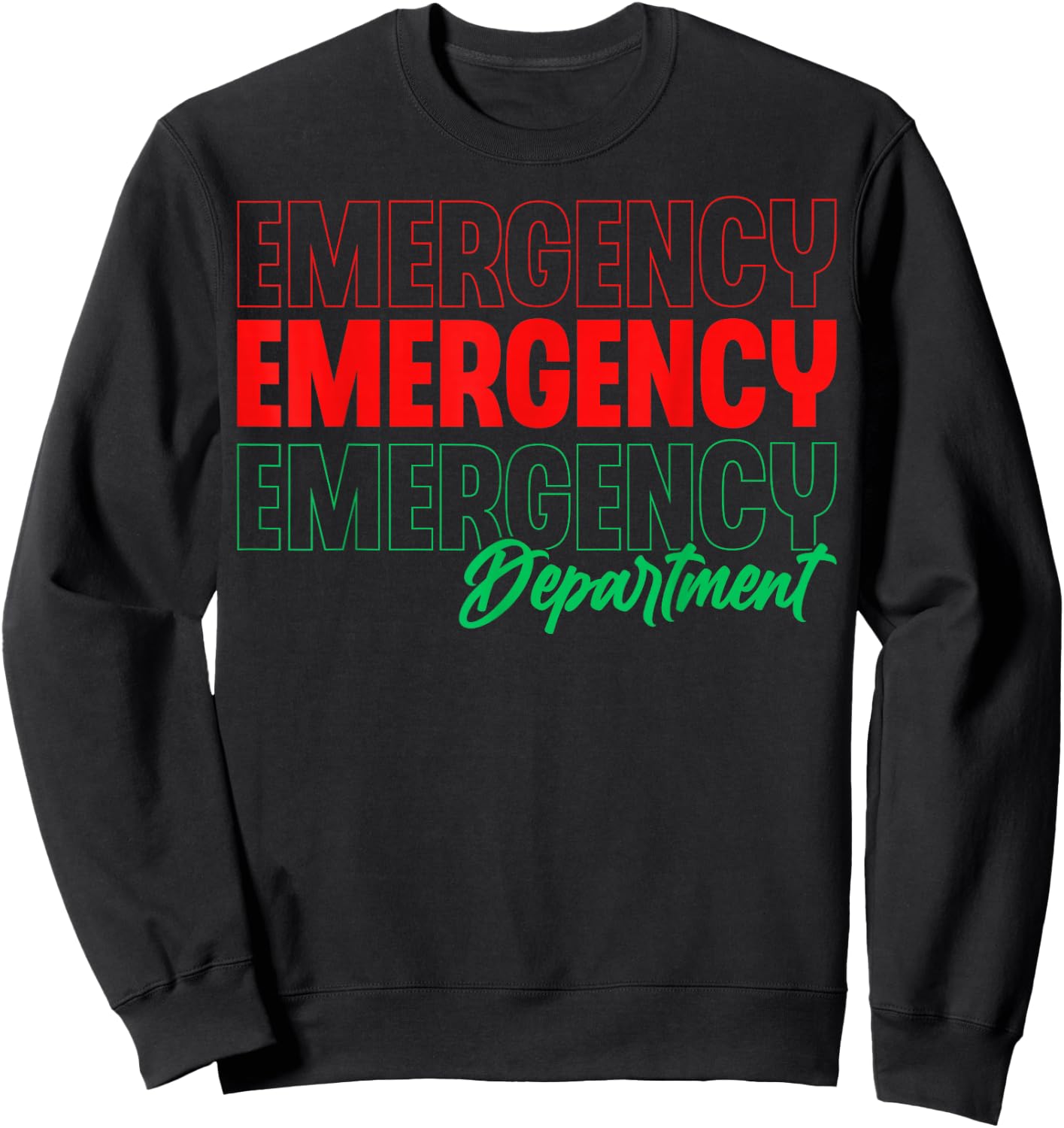 Emergency Department Xmas Holiday ER Nurse Christmas Sweatshirt - Sweatshirt | Black