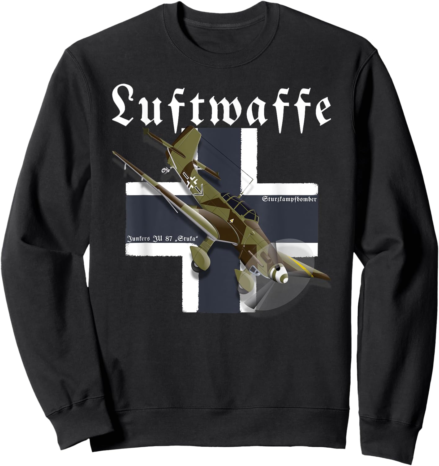 German Warbird I Junkers Ju 87 Stuka I WW2 Airplanes Sweatshirt - Sweatshirt | Black