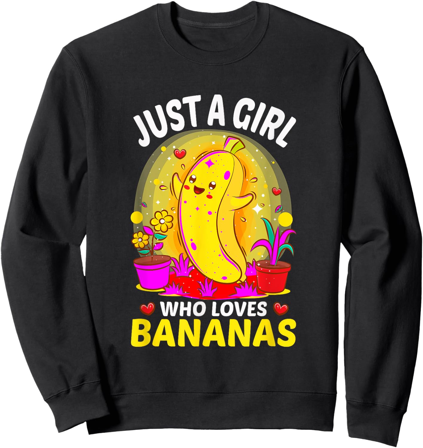 Just A Girl Who Loves Bananas Lover Fruit Banana Sweatshirt - Sweatshirt | Black