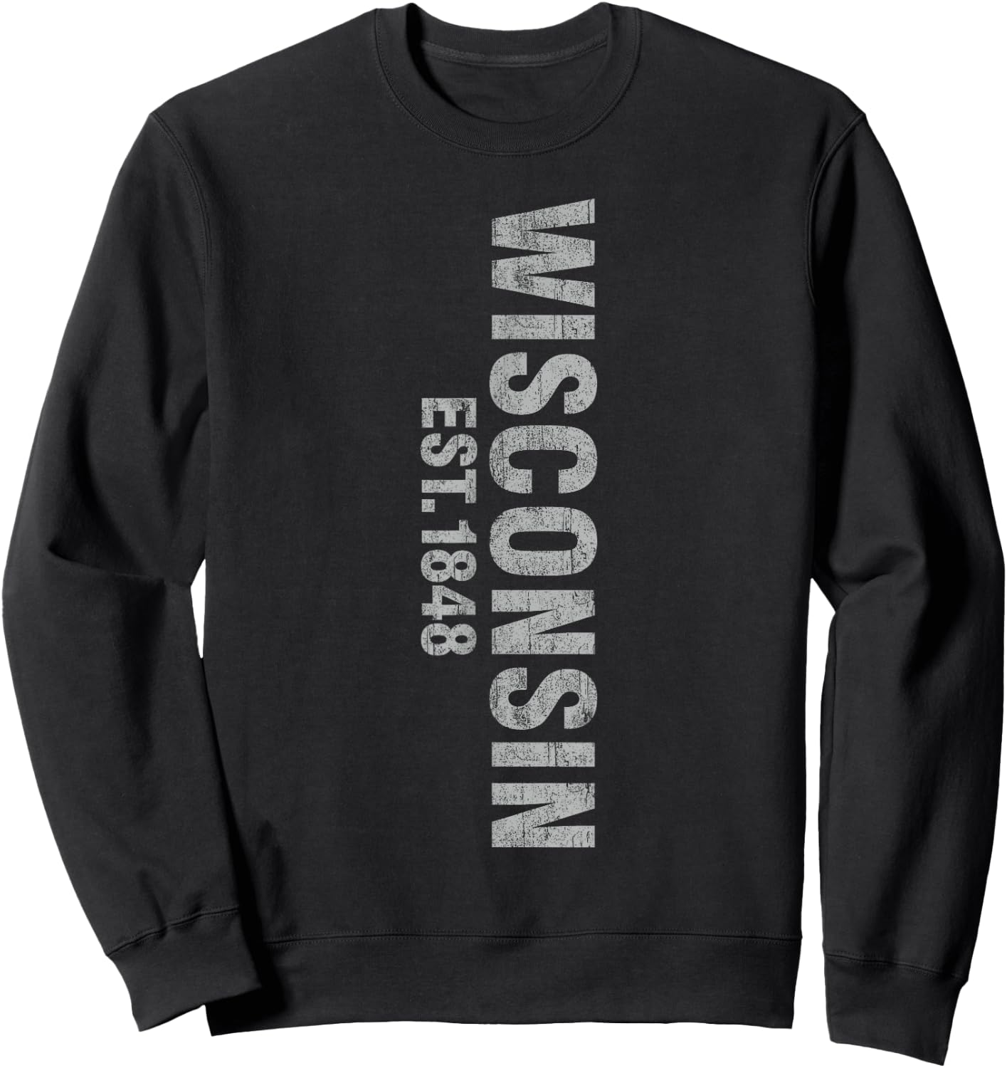 Wisconsin state patriotic American USA distressed design Women Kids Men Sweatshirt - Sweatshirt | Black