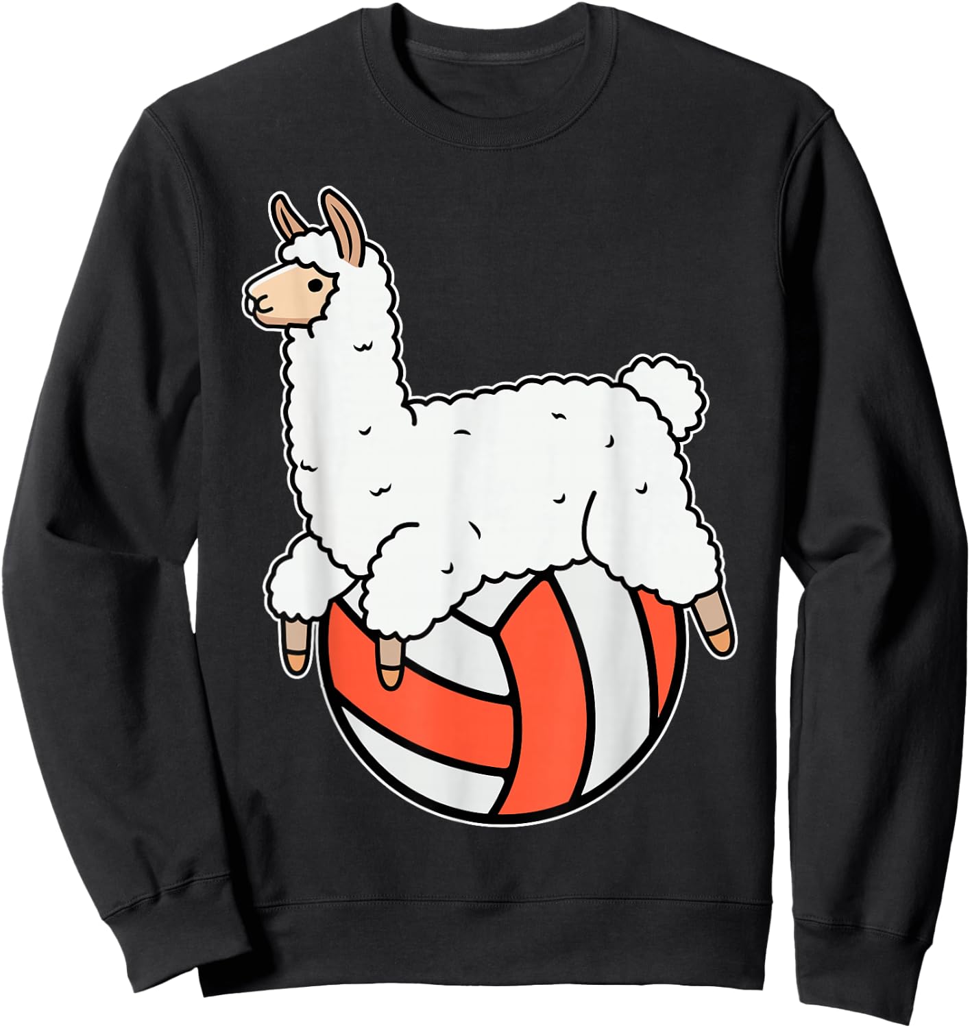 Volleyball Llama Laying and Chilling on Volley Ball Sweatshirt - Sweatshirt | Black