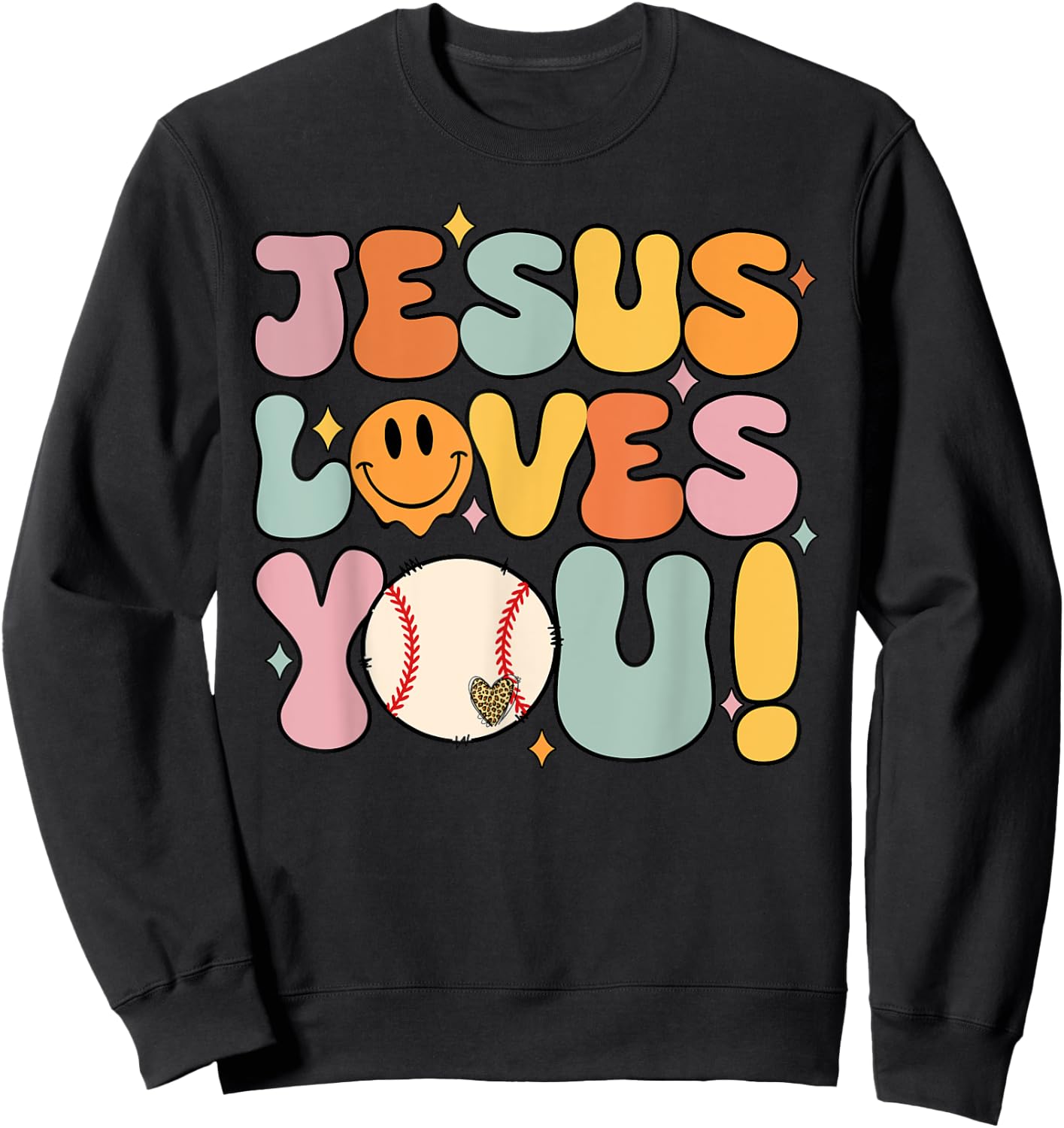 Christian-Shirt Jesus Loves You Baseball Softball Lover Sweatshirt - Sweatshirt | Black