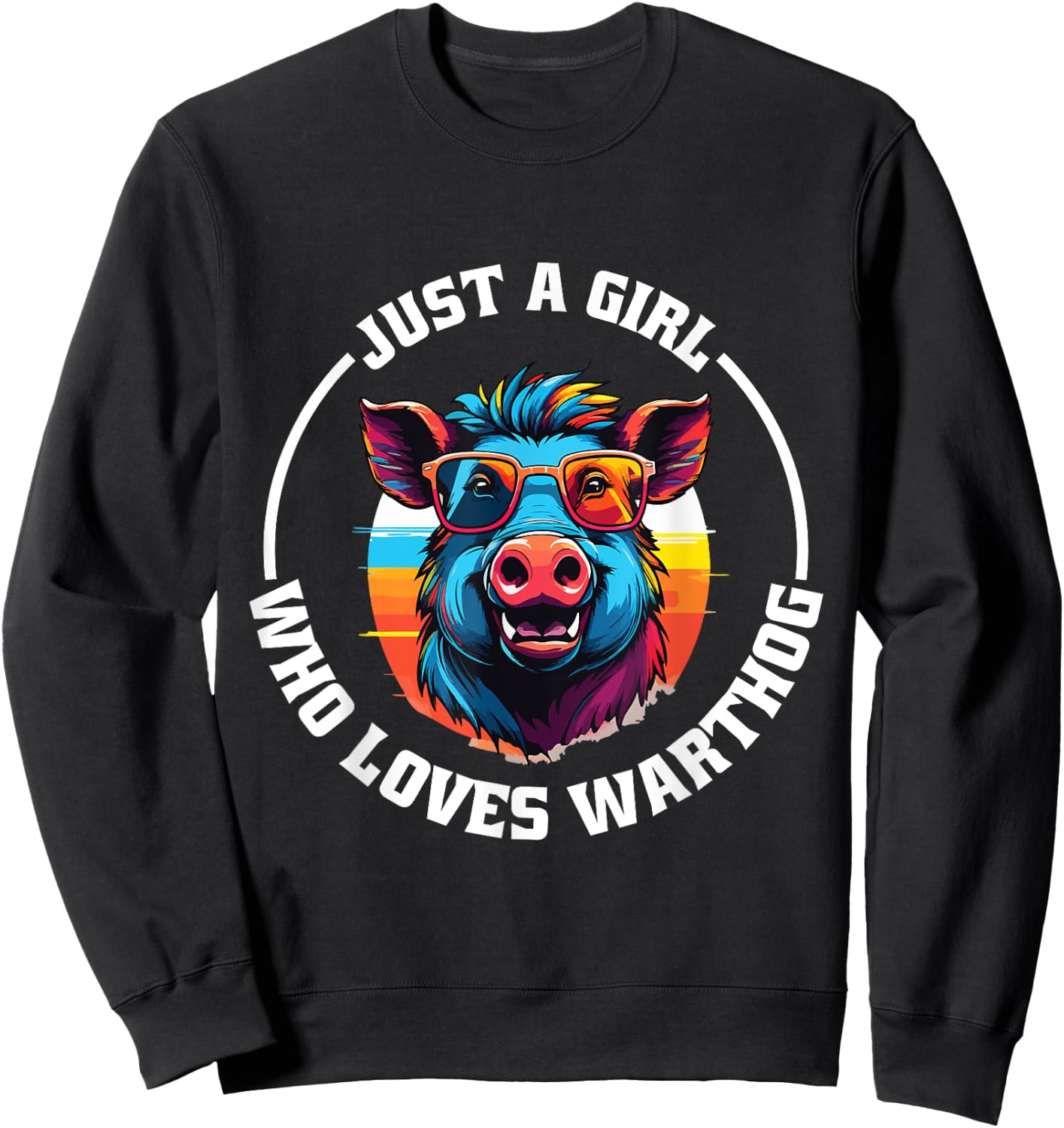 Girl Loves Warthog Costume Funny Pig Outfit Wart hog Sweatshirt - Sweatshirt | Black