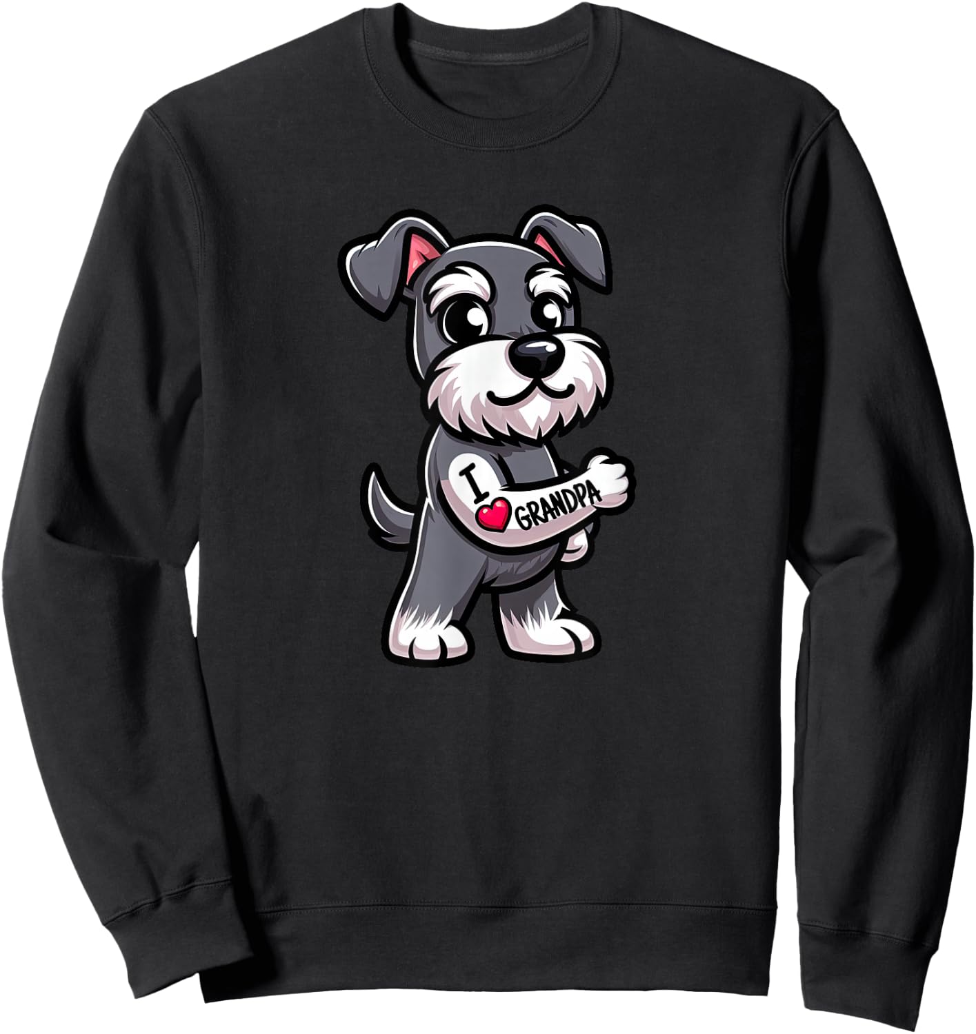 Schnauzer I Love Grandpa Funny Dog Tattoo Sweatshirt - Sweatshirt | Black