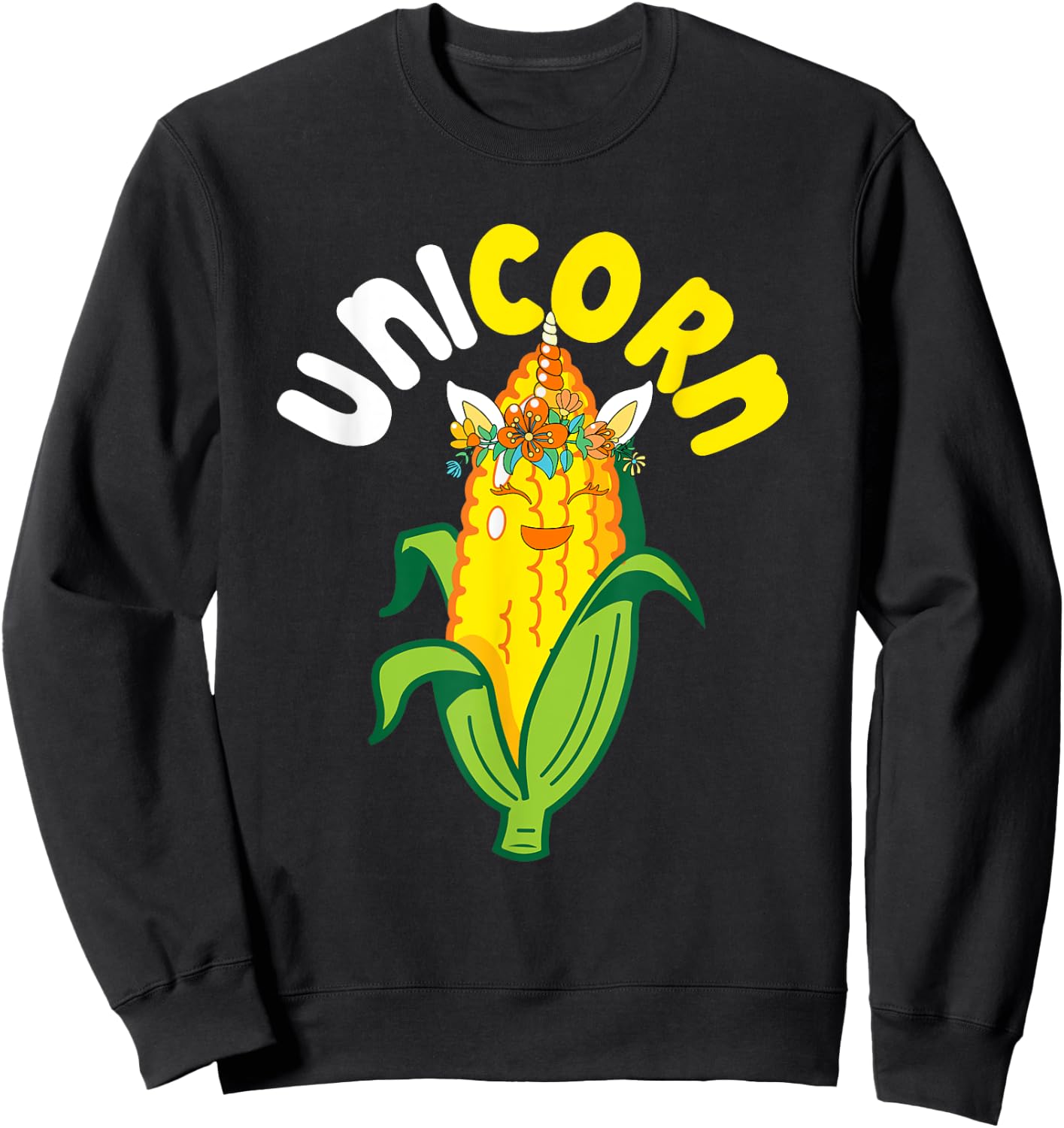 Unicorn Cute Corn Matching Farmer Vegan Lover Kids Toddler Sweatshirt - Sweatshirt | Black