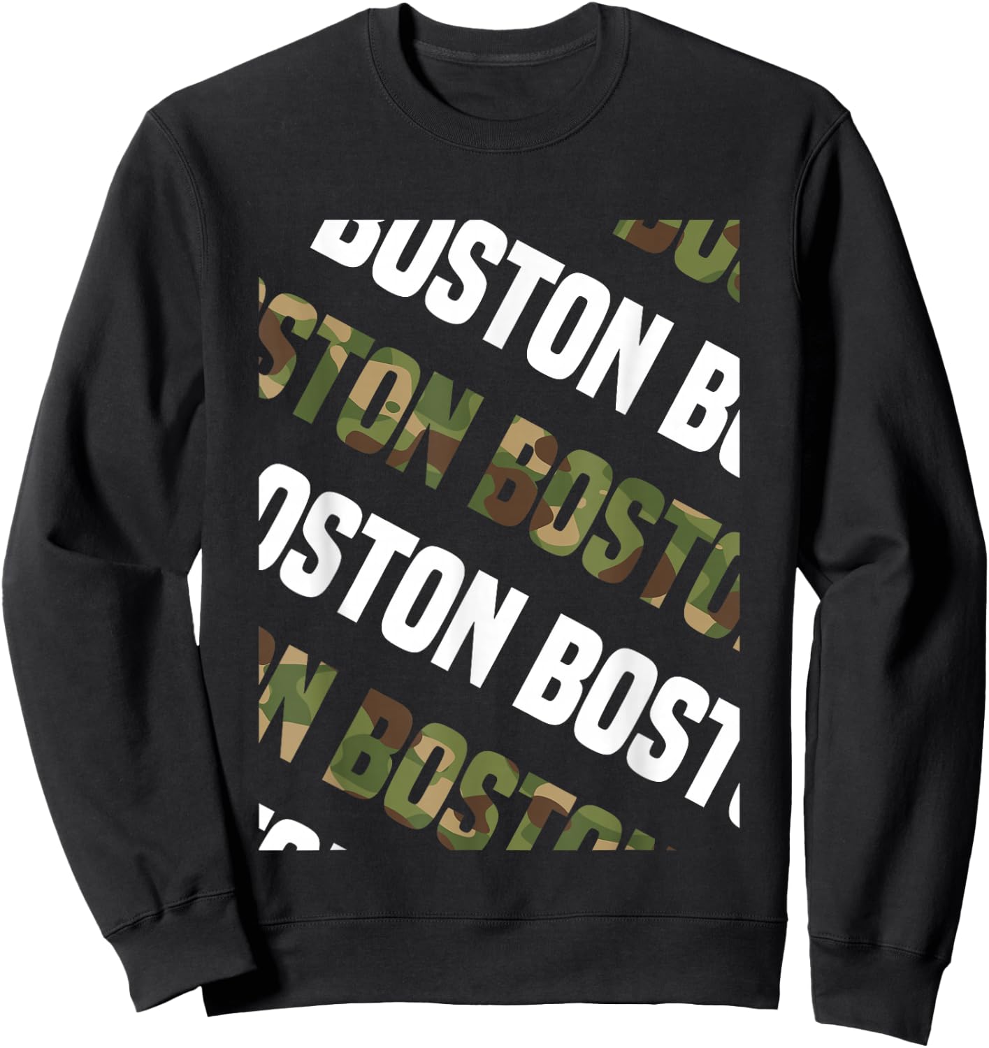 Boston Camo Pattern Green Camouflage Sweatshirt - Sweatshirt | Black