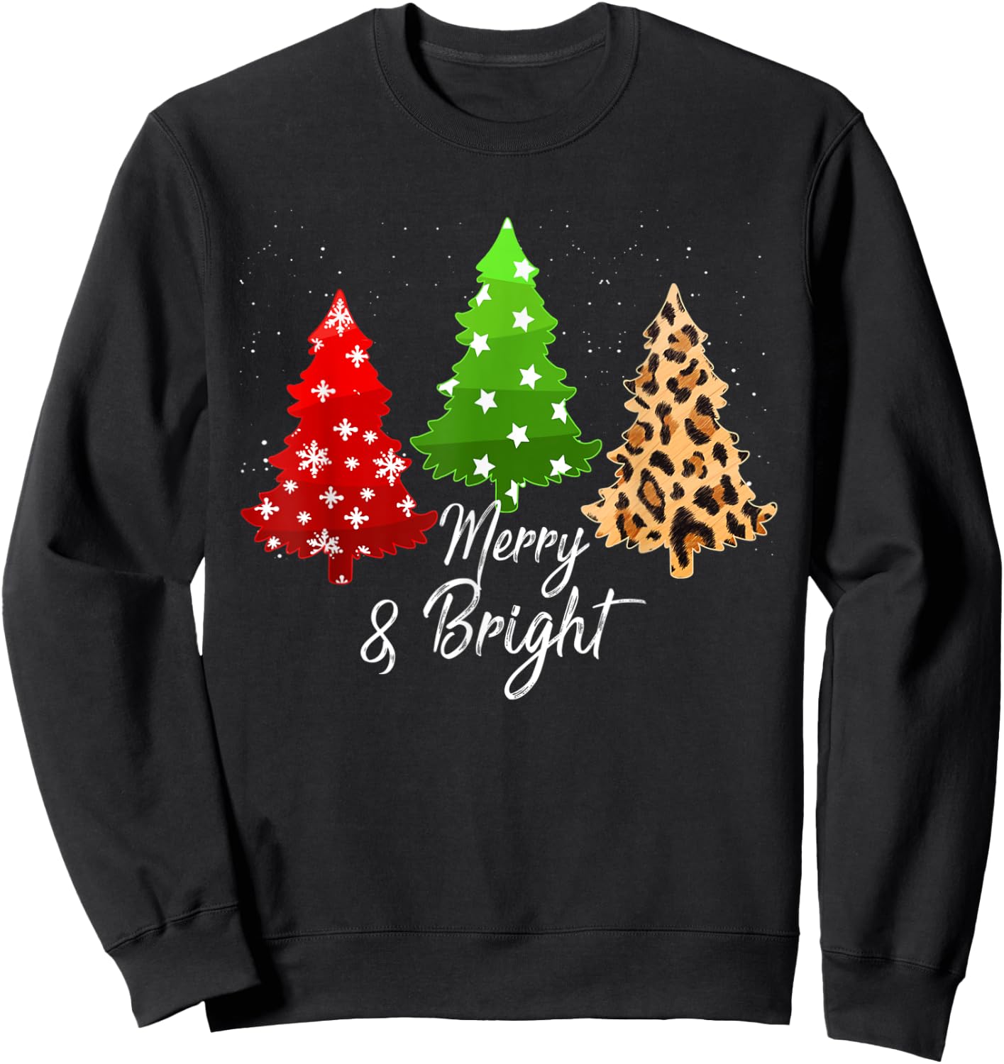 Merry and bright christmas family pajamas matching men women Sweatshirt - Sweatshirt | Black