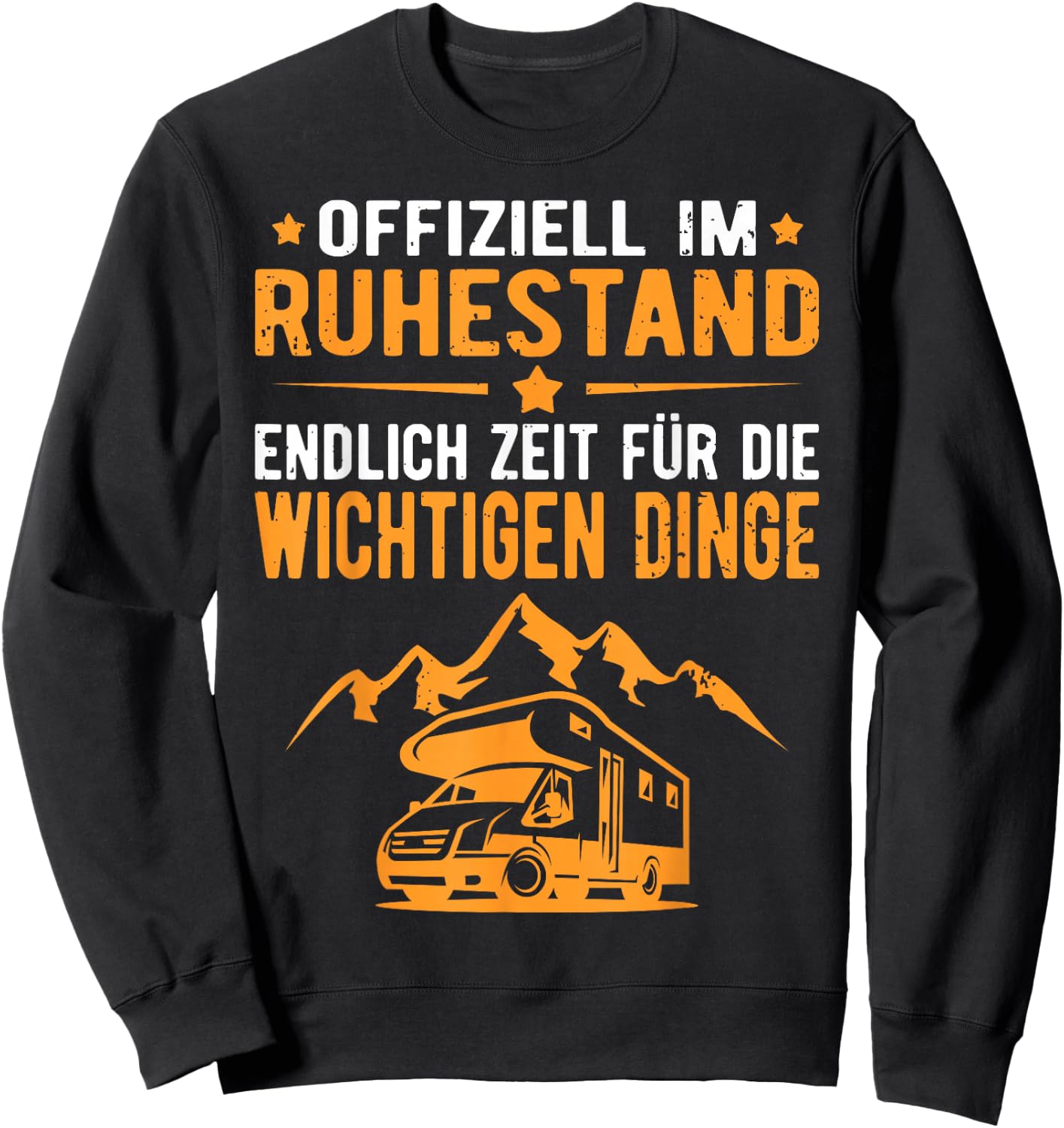 Wohnmobil Wohnwagen Rentner Rente Camper Ruhestand Camping - Schwarz, Klein, , Kurzarm, Polyester 100%, Camping-Novelty , Senioren, Rentner, Camper Sweatshirt - Sweatshirt | Black