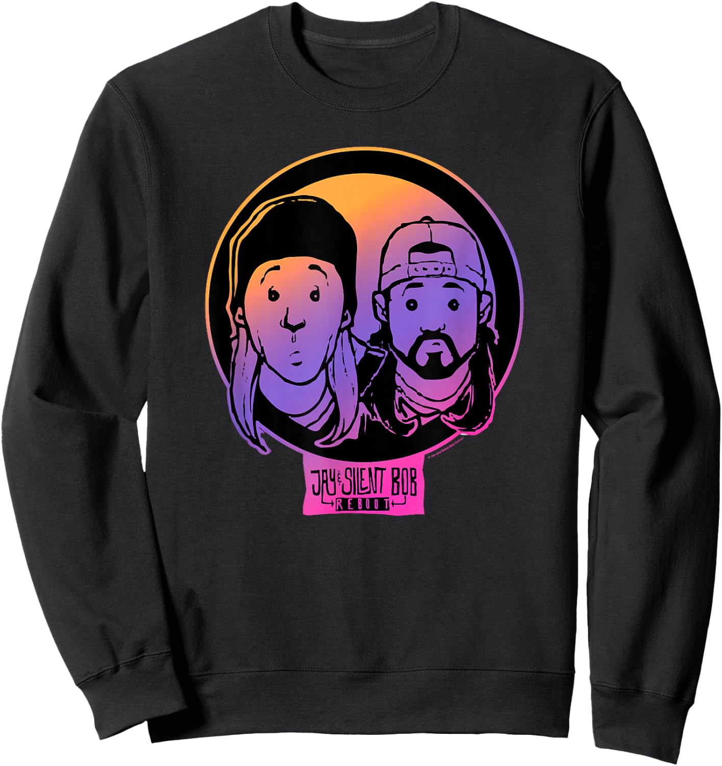 Jay & Silent Bob Colorful Cartoon Gradient Portraits Sweatshirt - Sweatshirt | Black