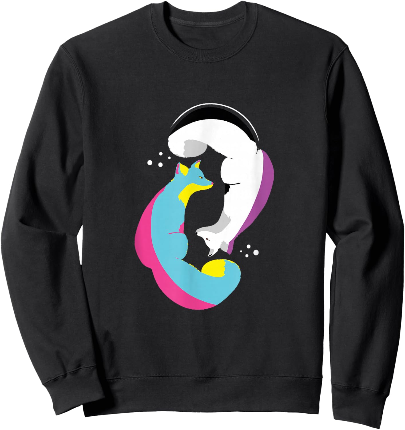 Yin Yang Foxes Panromantic Demisexuality Demipansexual Flag Sweatshirt - Sweatshirt | Black
