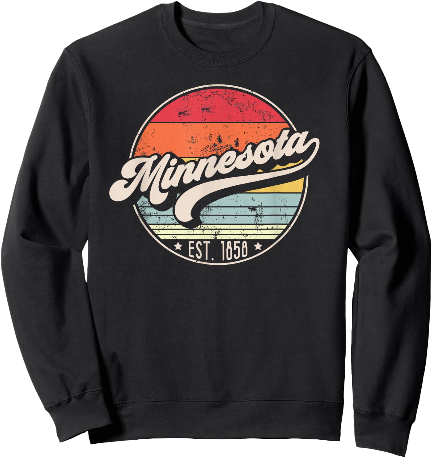 Retro Minnesota Home State MN Cool 70s Style Sunset Sweatshirt - Sweatshirt | Black