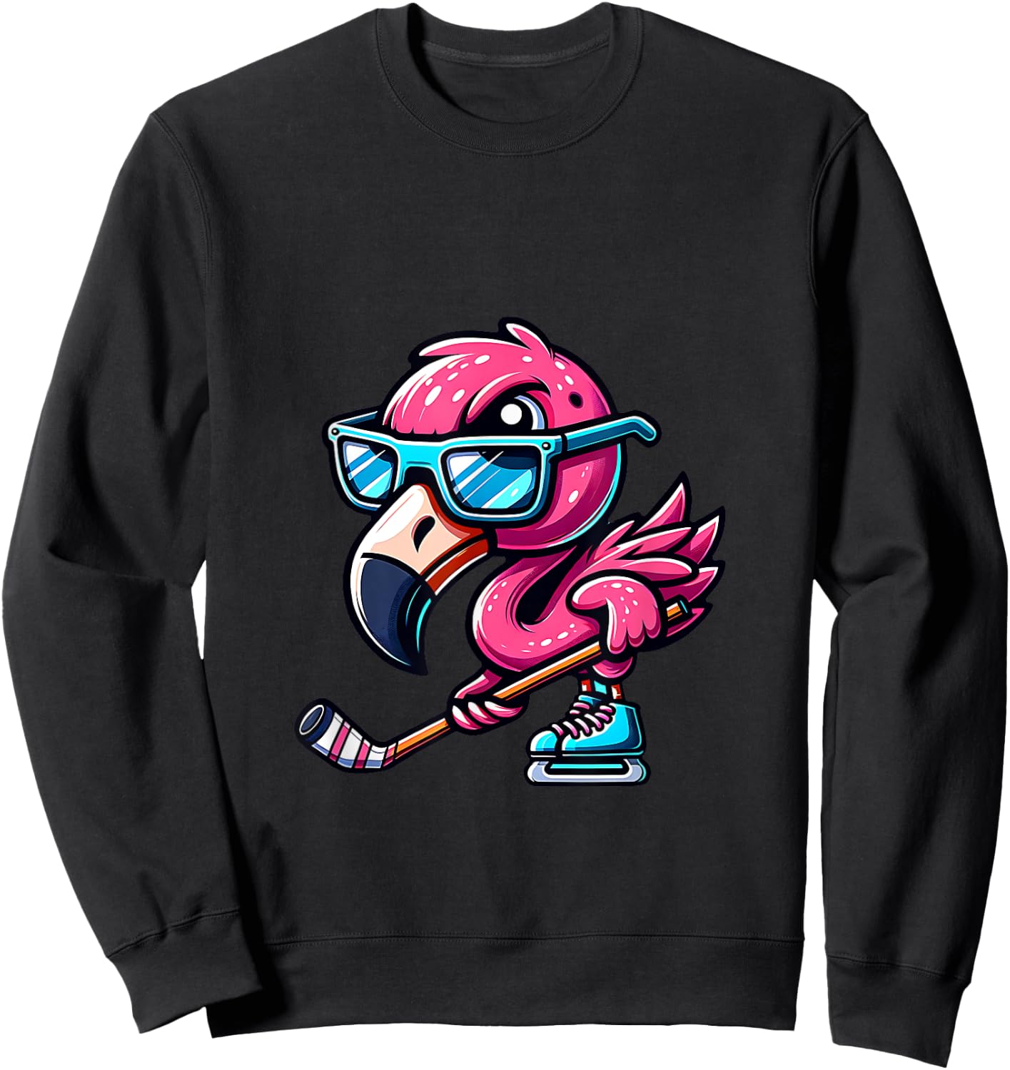 Cool Ice Hockey Flamingo With Attitude Sweatshirt - Sweatshirt | Black