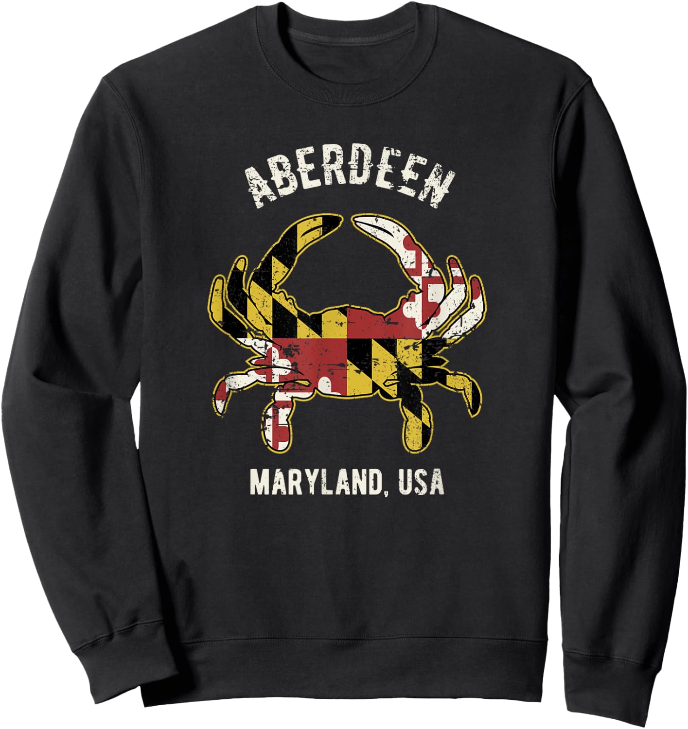 Aberdeen Maryland USA Crab Vintage Distressed Style Design Sweatshirt - Sweatshirt | Black