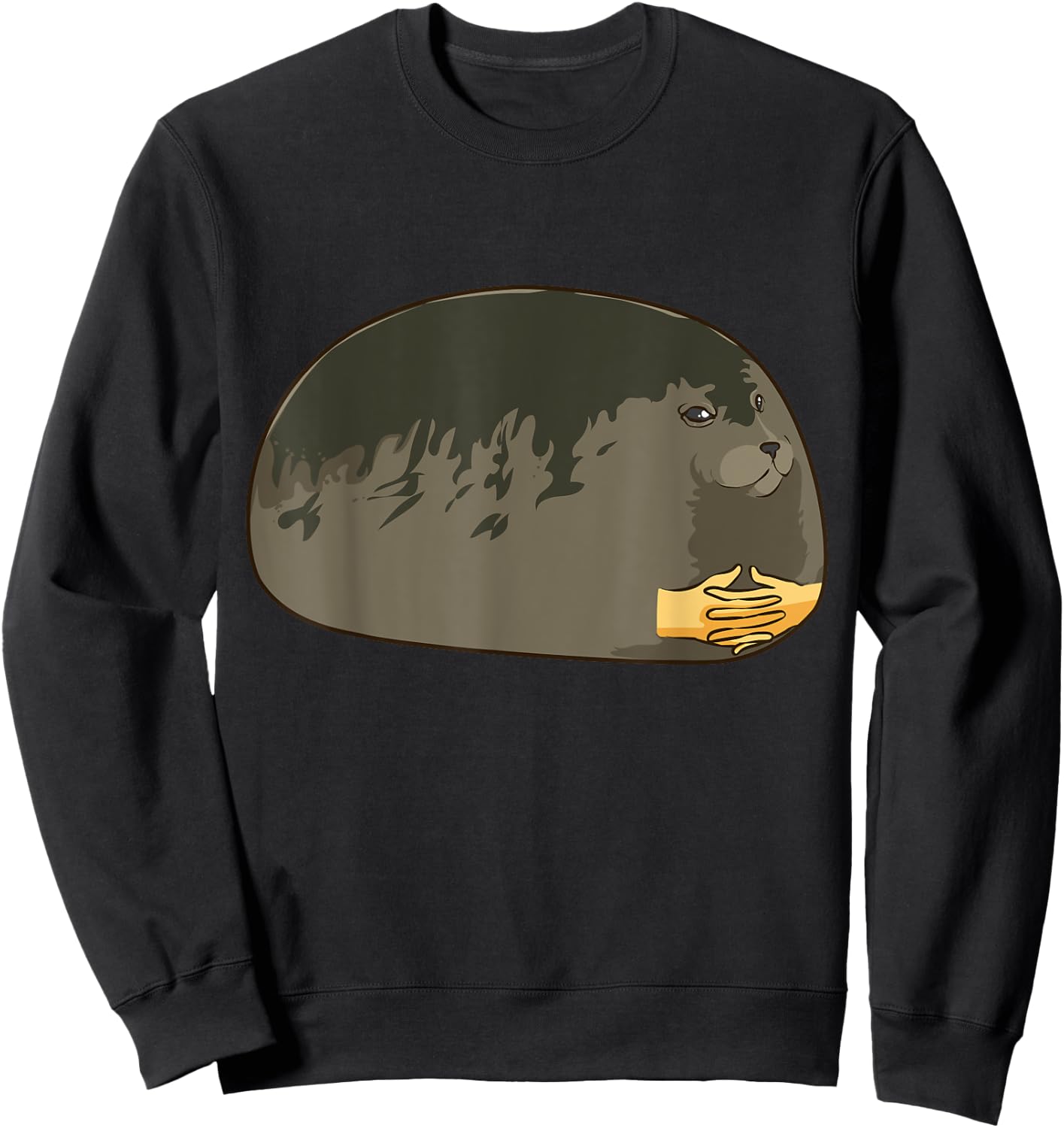 Seal With Hands Crossed Meme Cute Chubby Seal Dank Meme Sweatshirt - Sweatshirt | Black