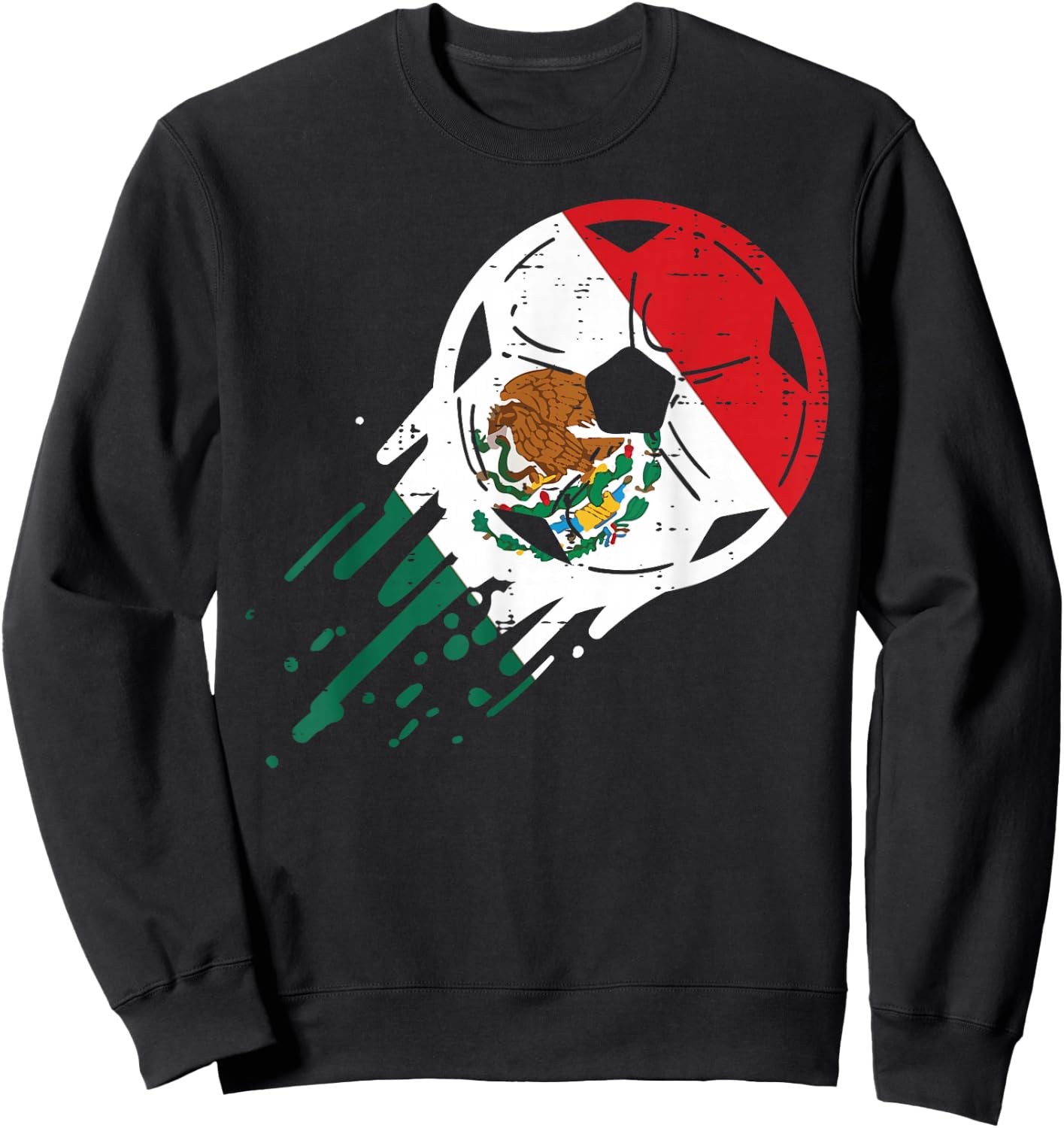 Mexico Flag Soccer Ball Mexican Football Fan Men Women Kids Sweatshirt - Sweatshirt | Black